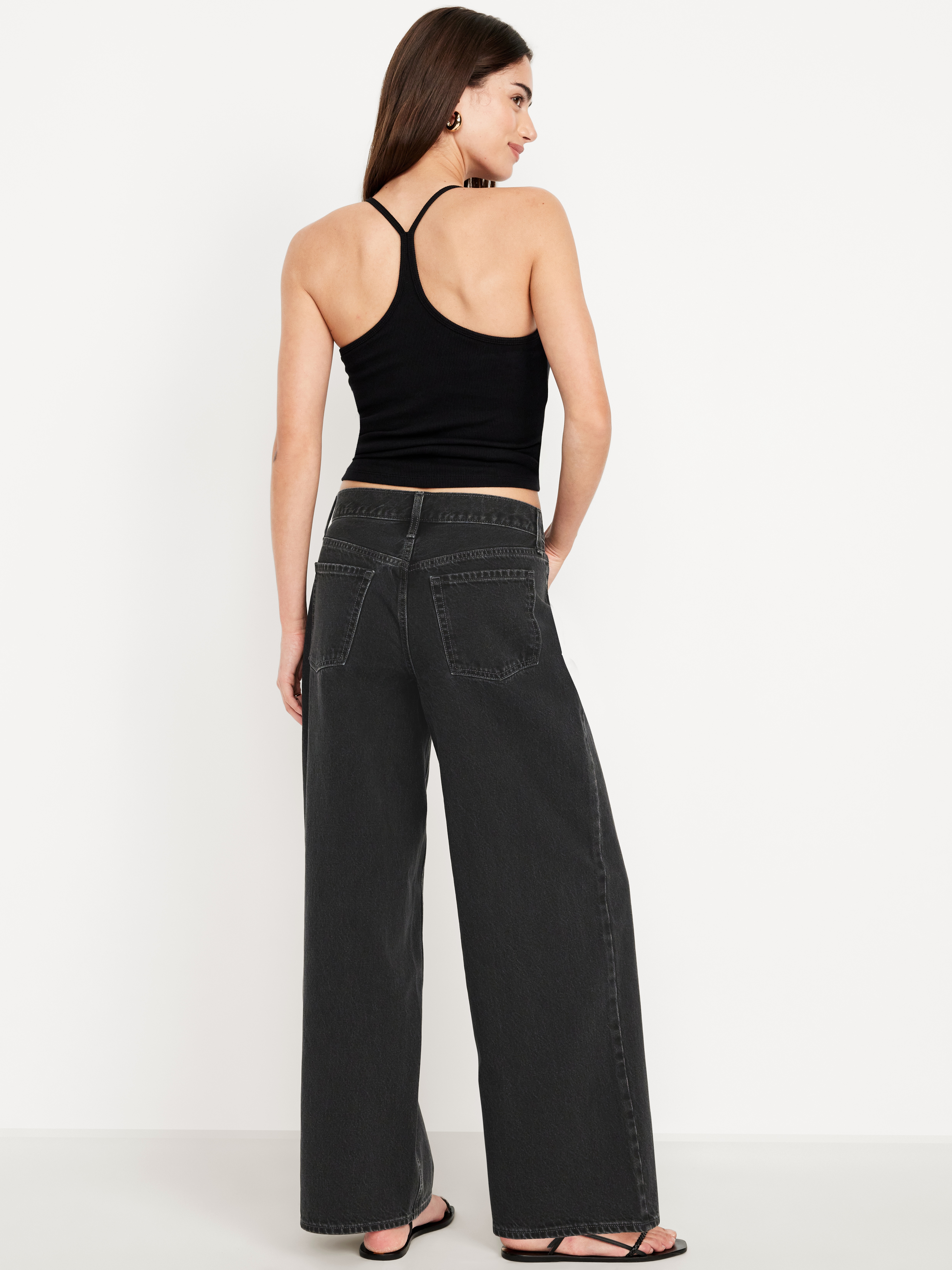 Mid-Rise Wow Baggy Wide-Leg Jeans - Licorice - 3