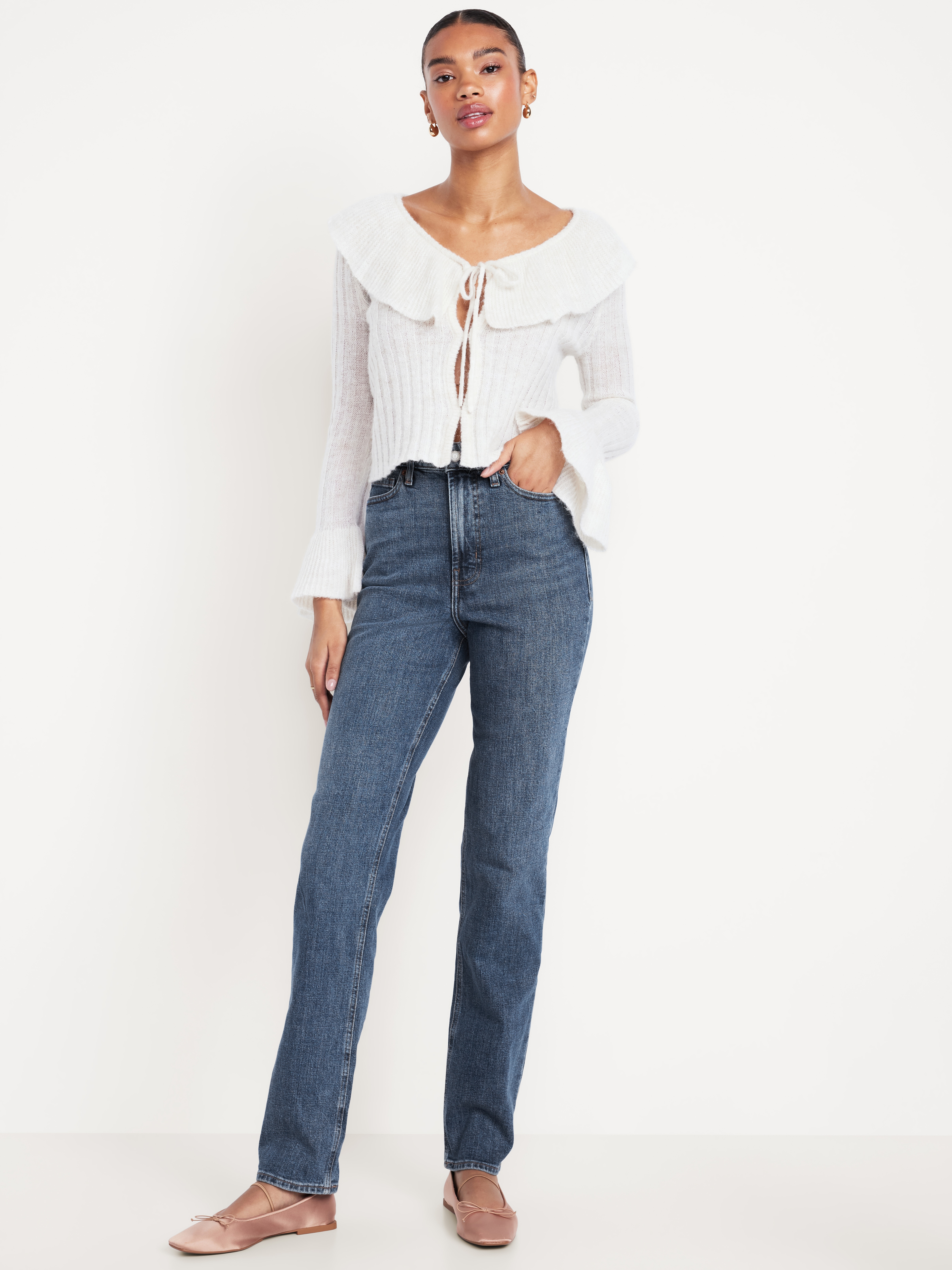 Extra High-Waisted Straight Jeans - Medium Wash - 1