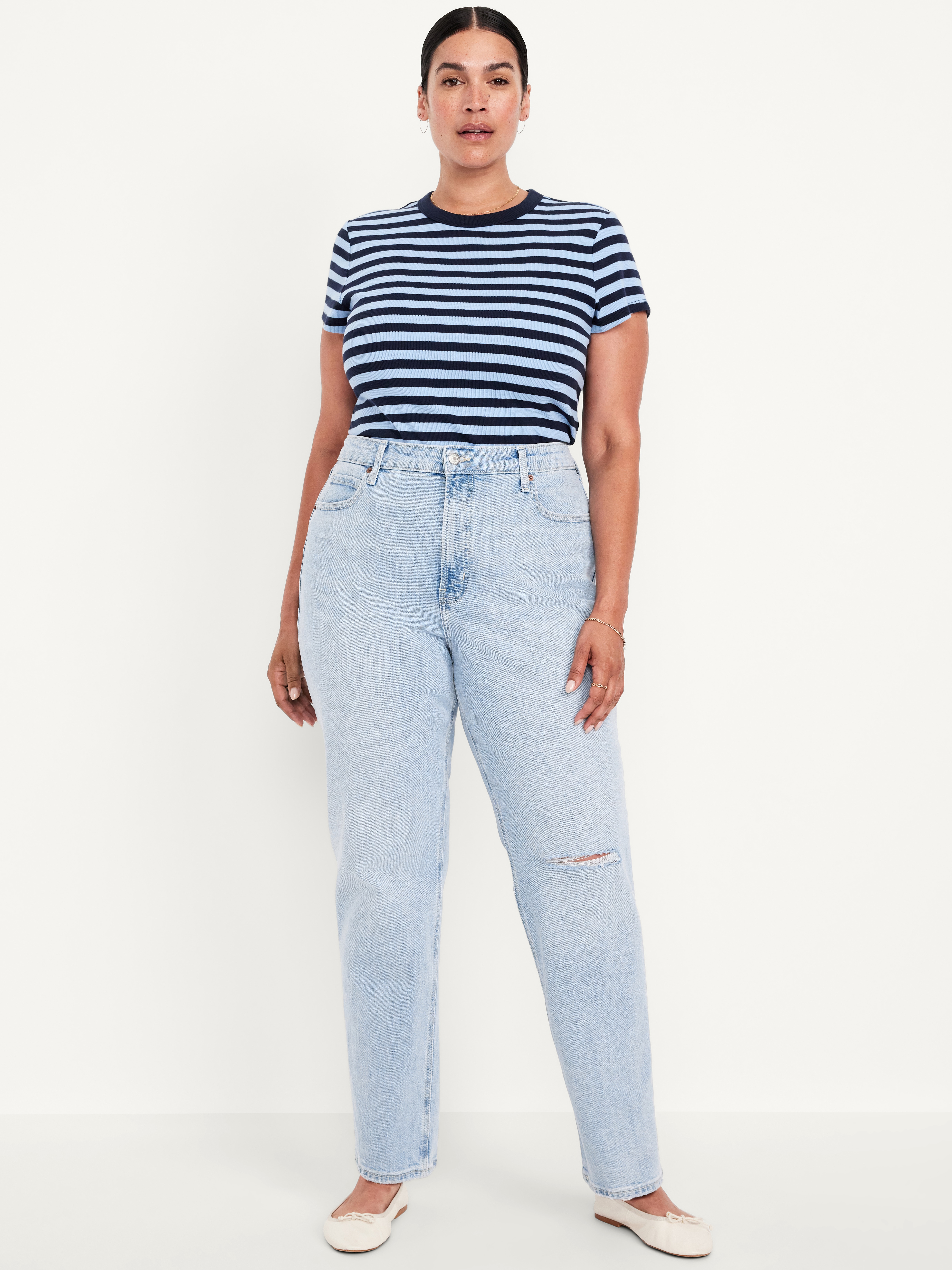 Extra High-Waisted Straight Jeans - Light Wash - 6