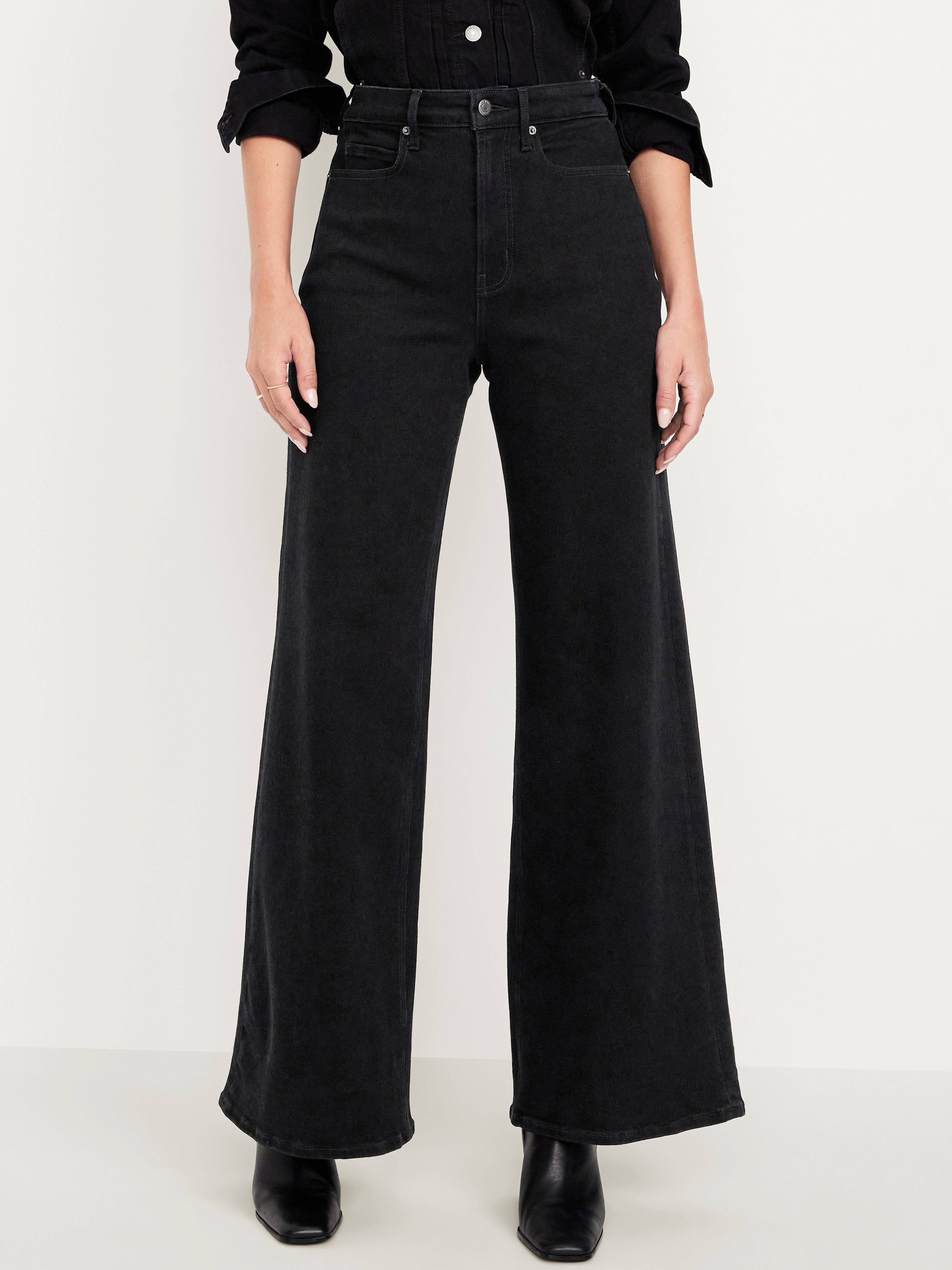 Extra High-Waisted Super Wide-Leg Jeans - Black - 2