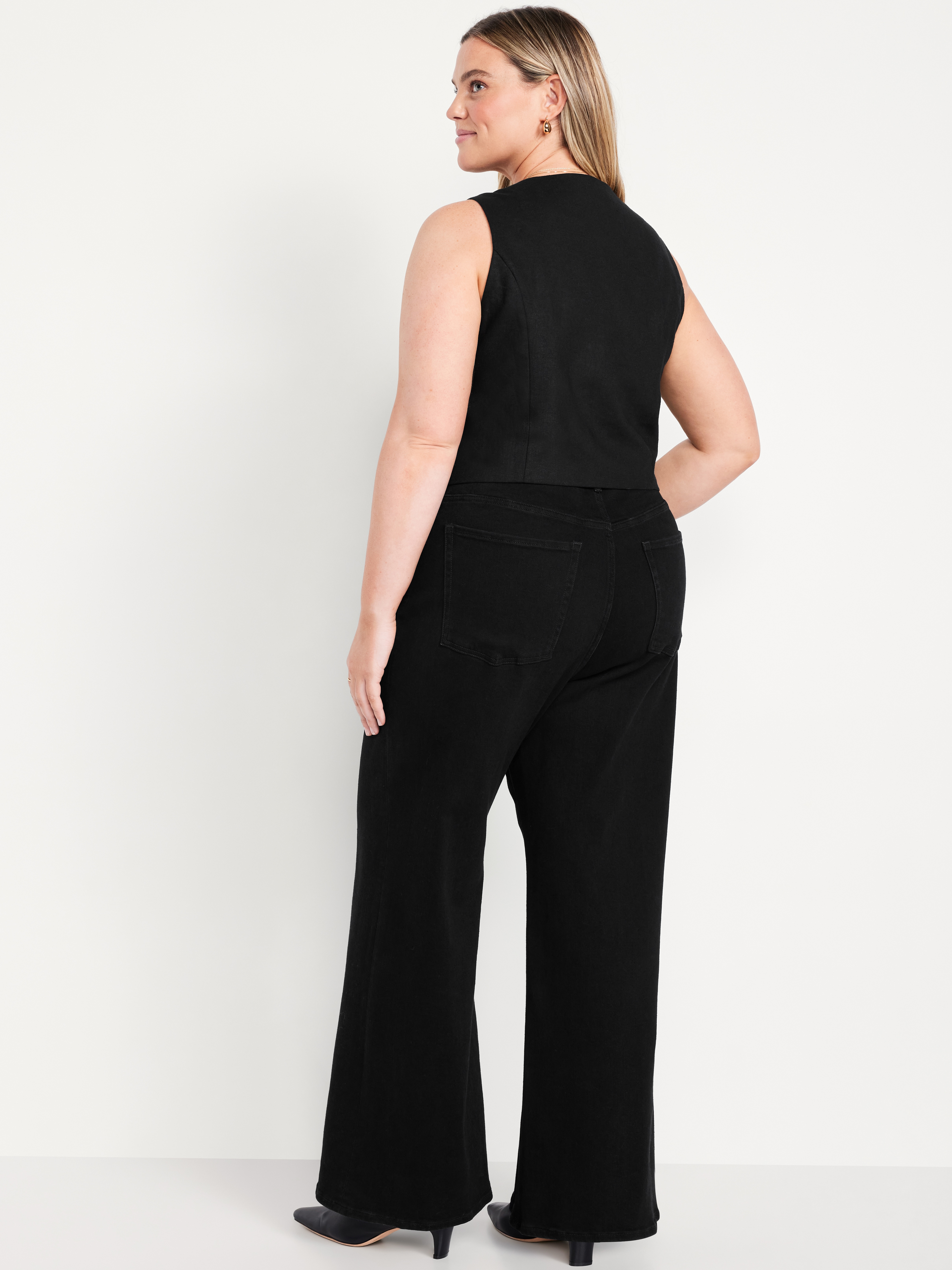 Extra High-Waisted Super Wide-Leg Jeans - Black - 8