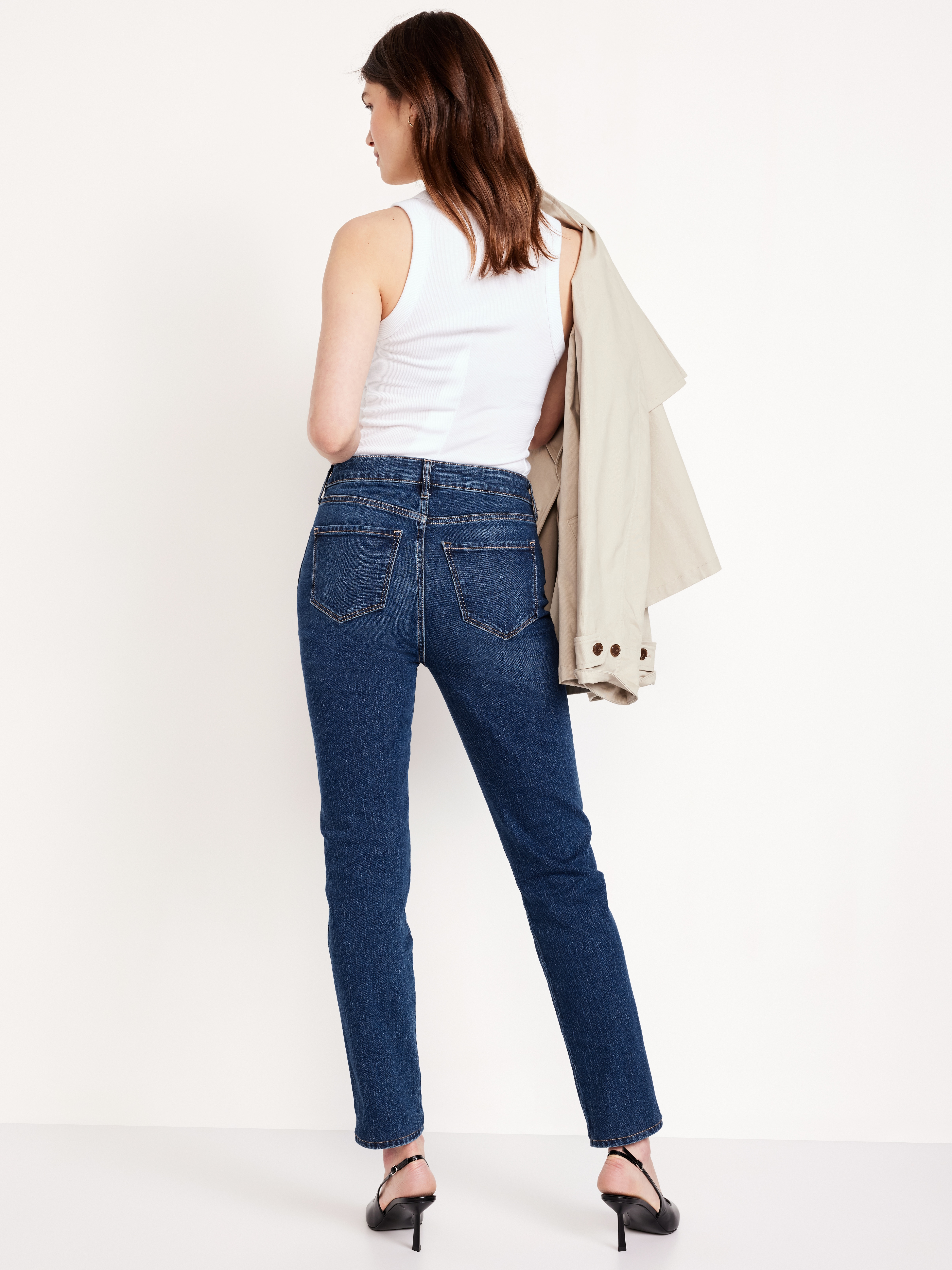 High-Waisted Vintage Slim Jeans - Dark Indigo - 3