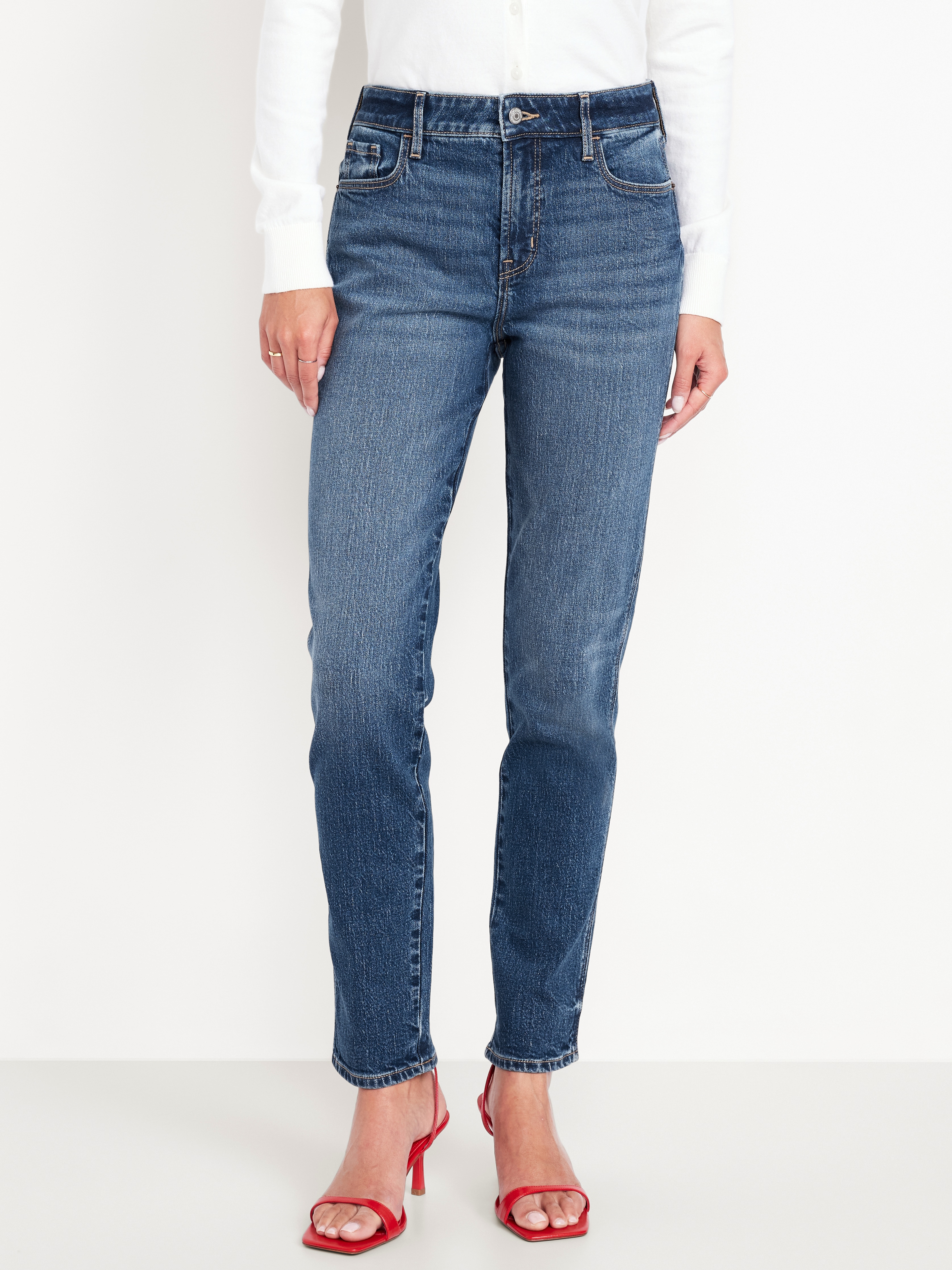 High-Waisted Vintage Slim Jeans - Medium Indigo - 2