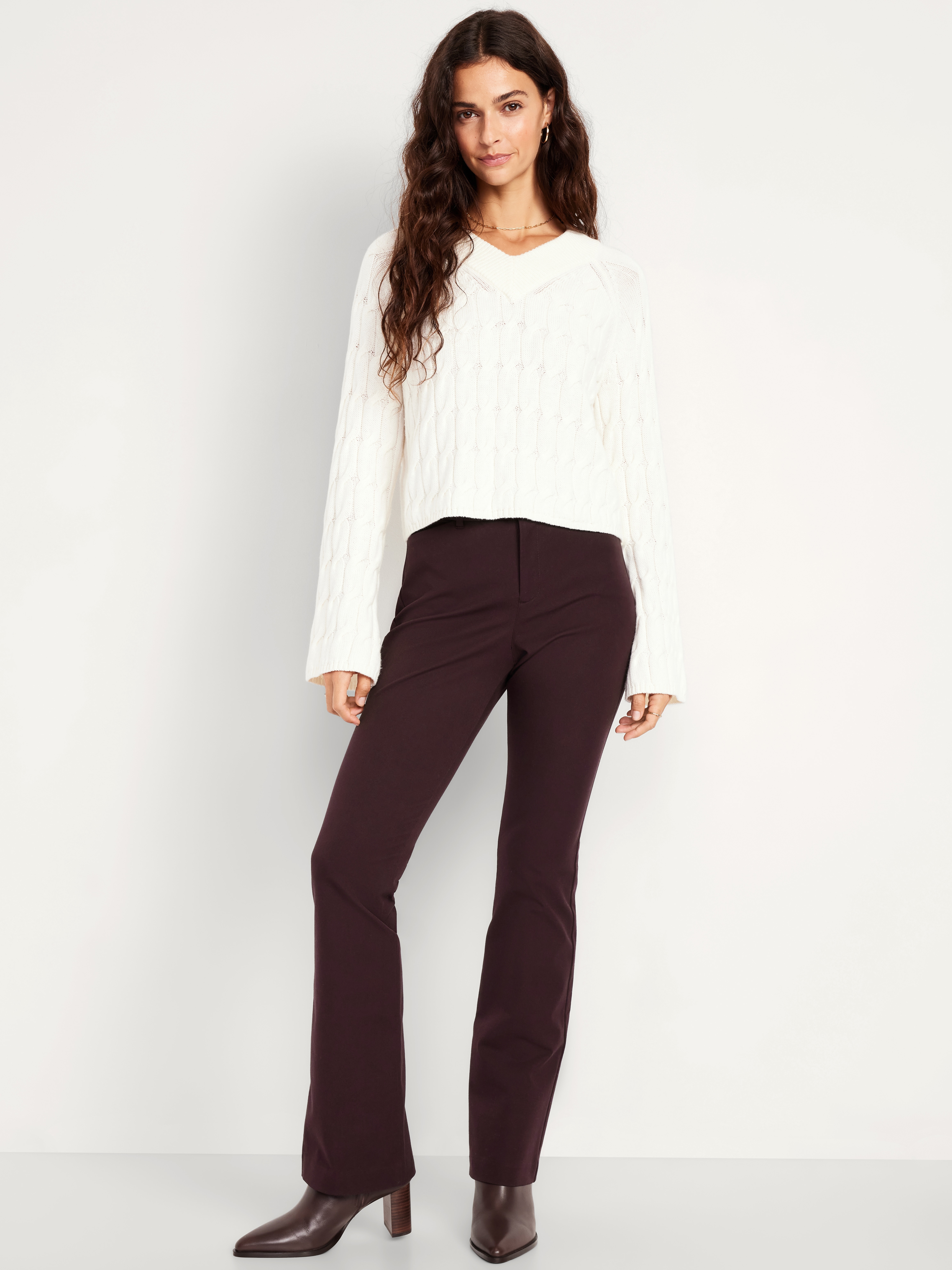 High-Waisted Pixie Flare Pants - Black Coffee - 1