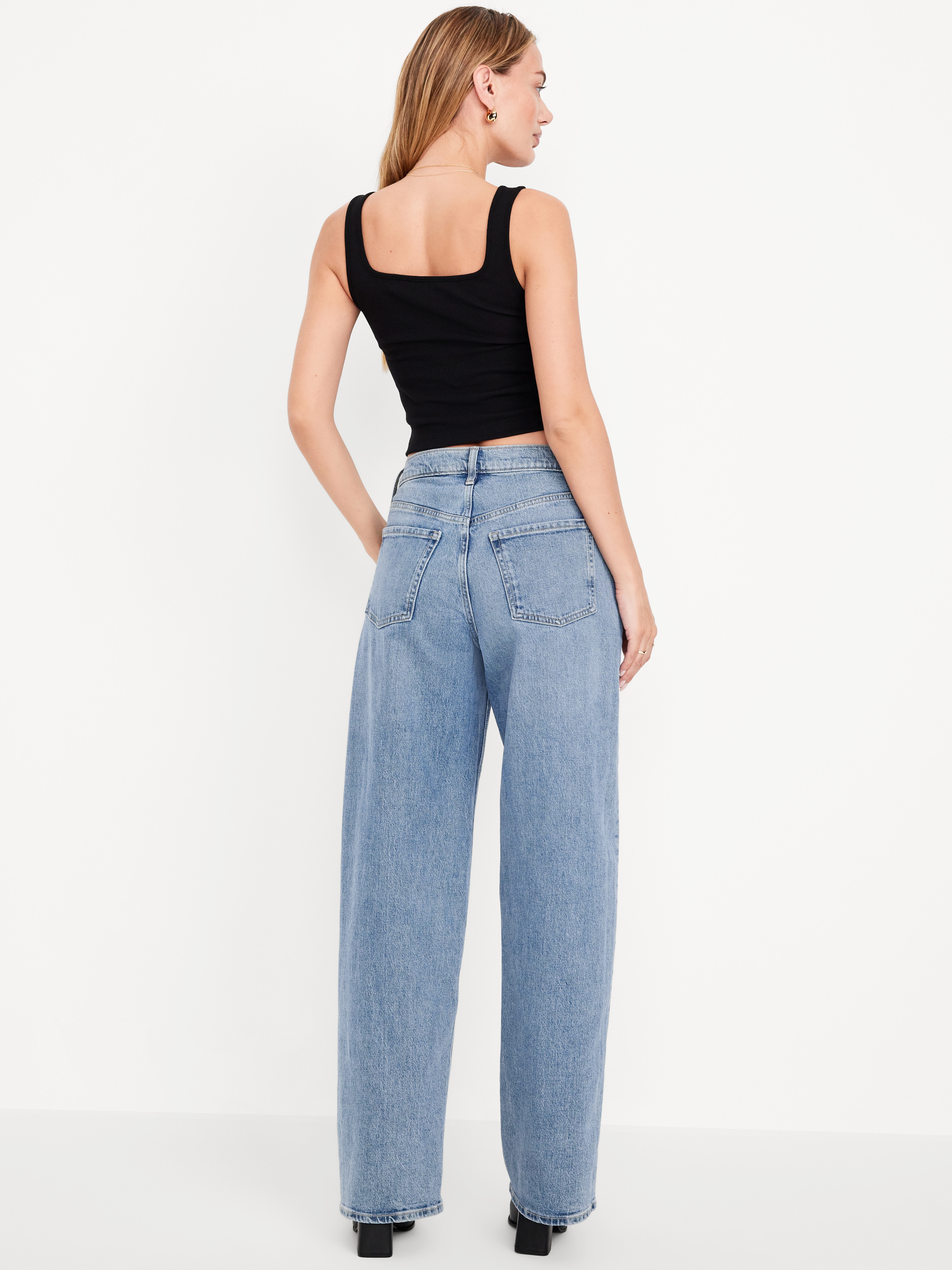 Mid-Rise Slouchy Wide-Leg Jeans - Medium Wash - 3