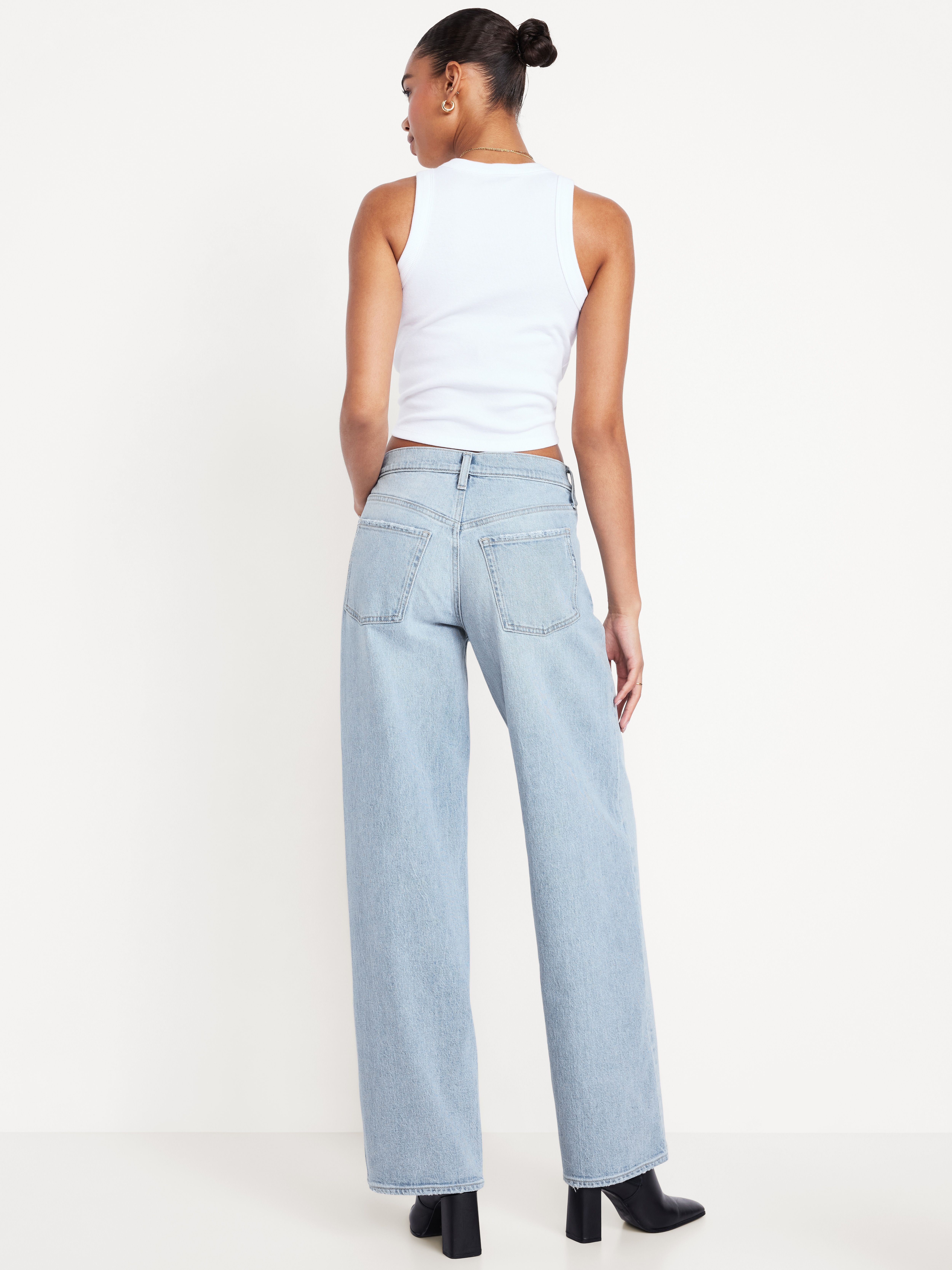 Mid-Rise Slouchy Wide-Leg Jeans - Light Wash - 3