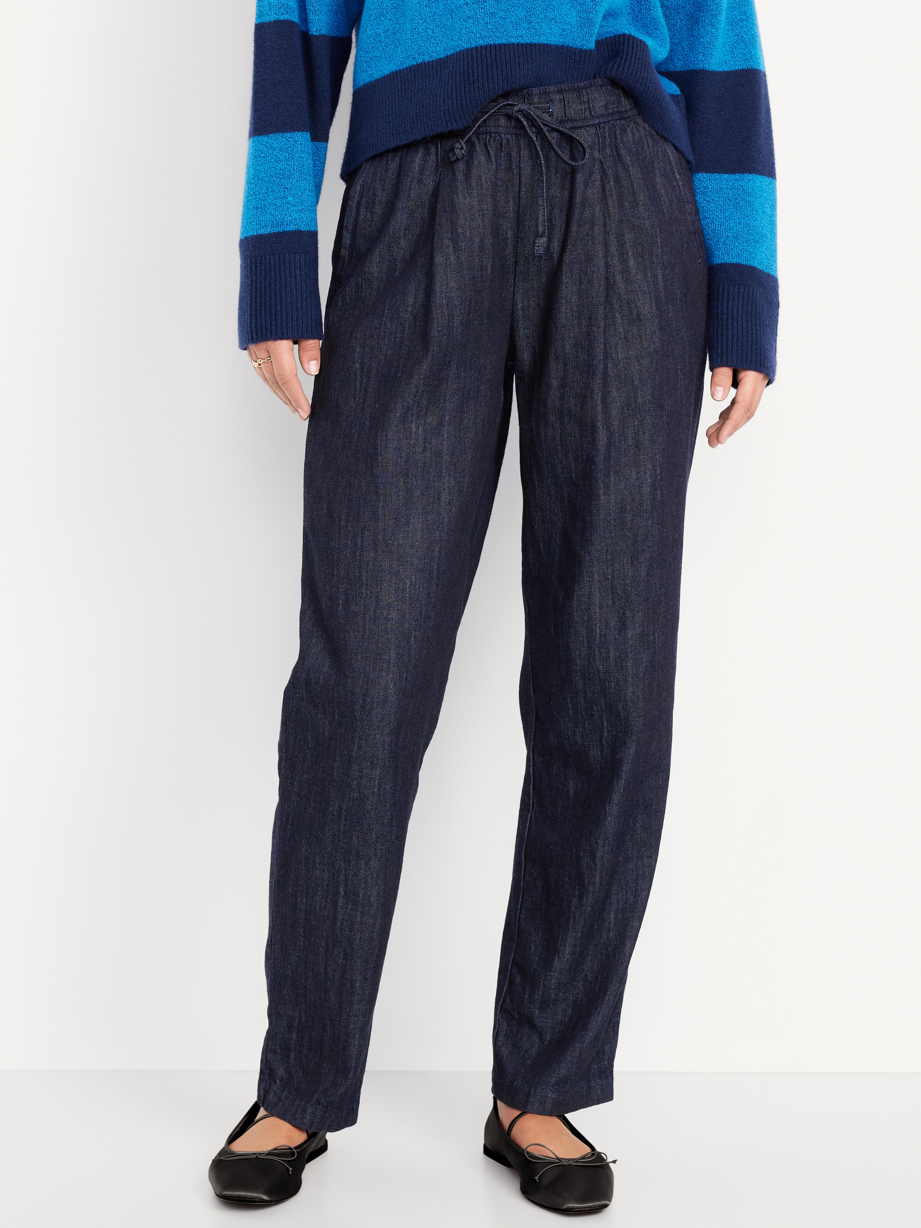 High-Waisted Billie Straight Ankle Trouser - Dark Rinse - 2