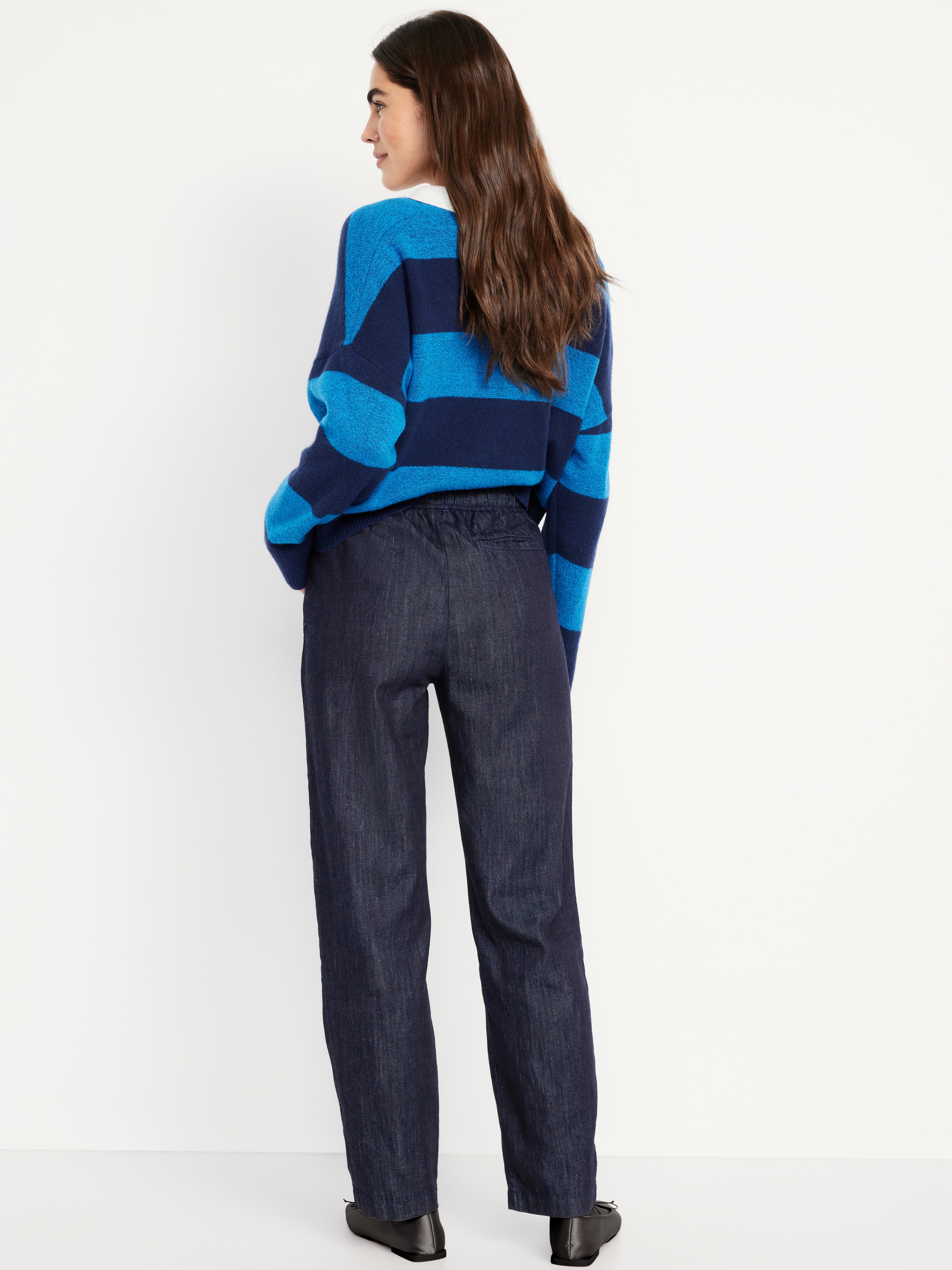 High-Waisted Billie Straight Ankle Trouser - Dark Rinse - 3