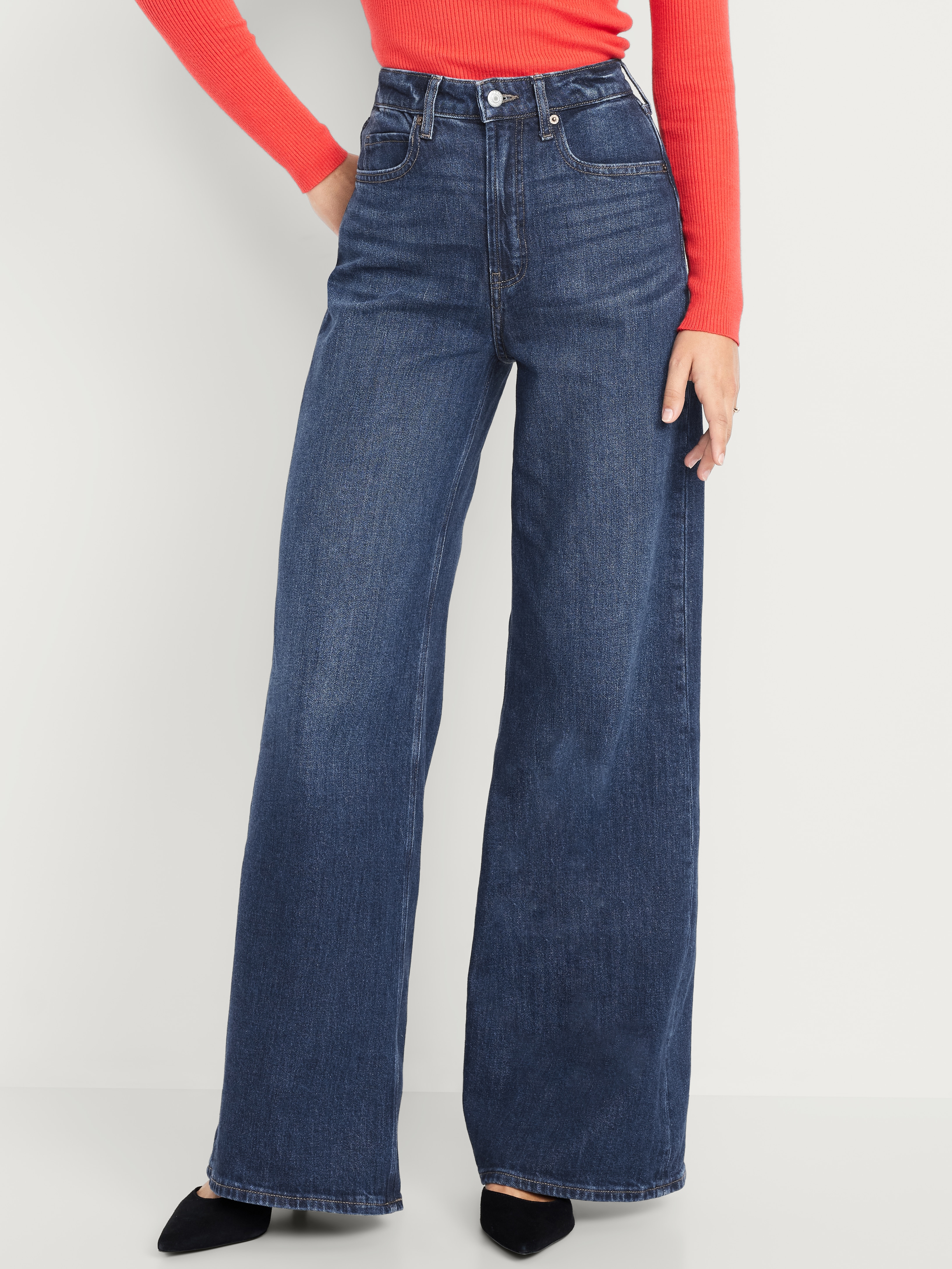 Extra High-Waisted Super Wide-Leg Jeans - Perfect Dark - 2