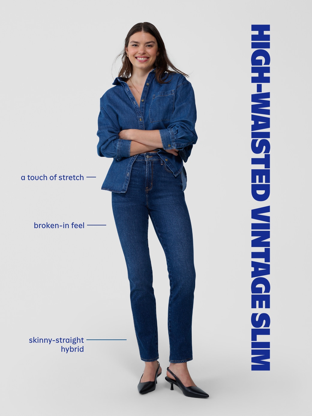 High-Waisted Vintage Slim Jeans - Medium Indigo - 5