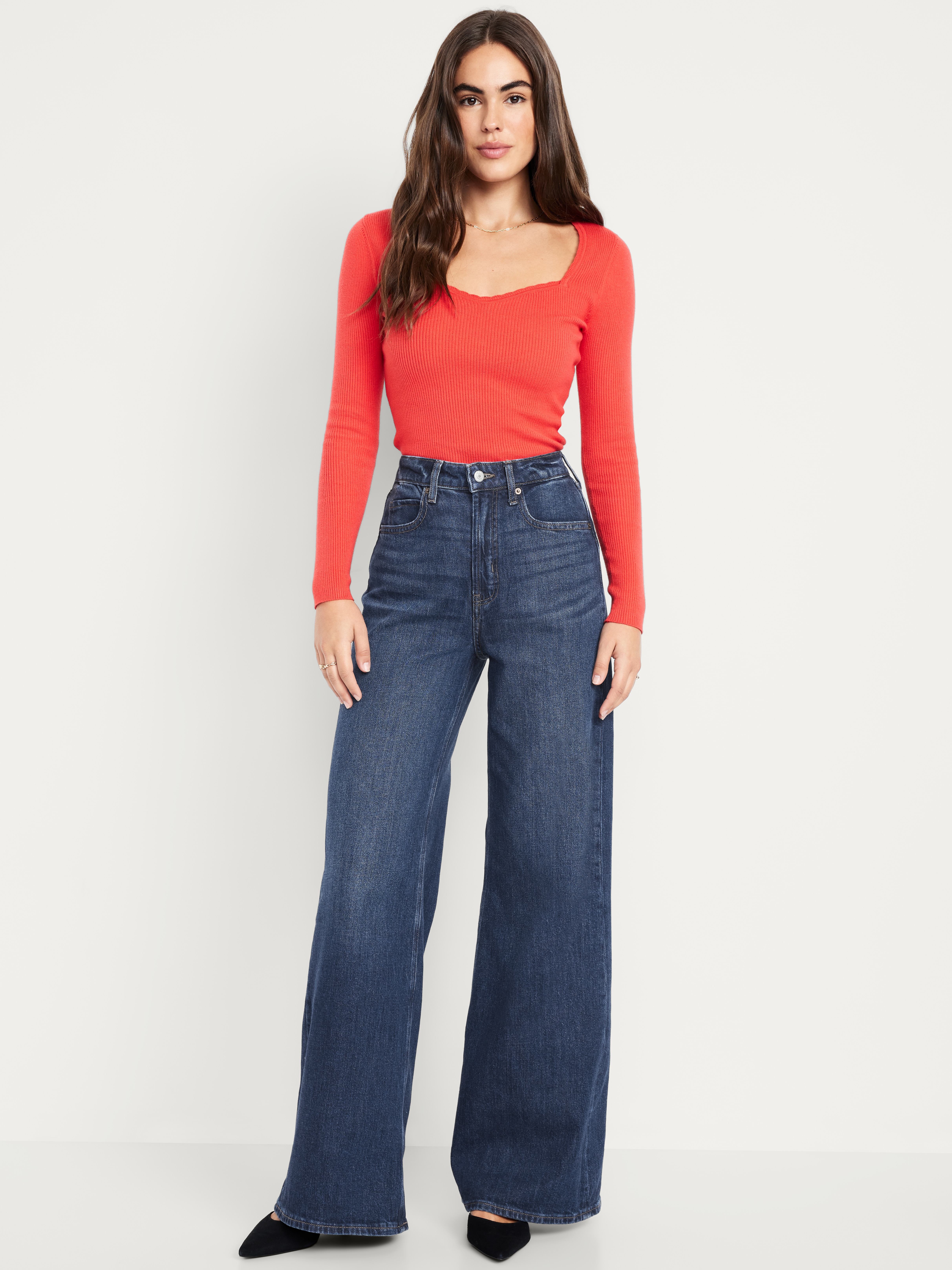 Extra High-Waisted Super Wide-Leg Jeans - Perfect Dark - 1