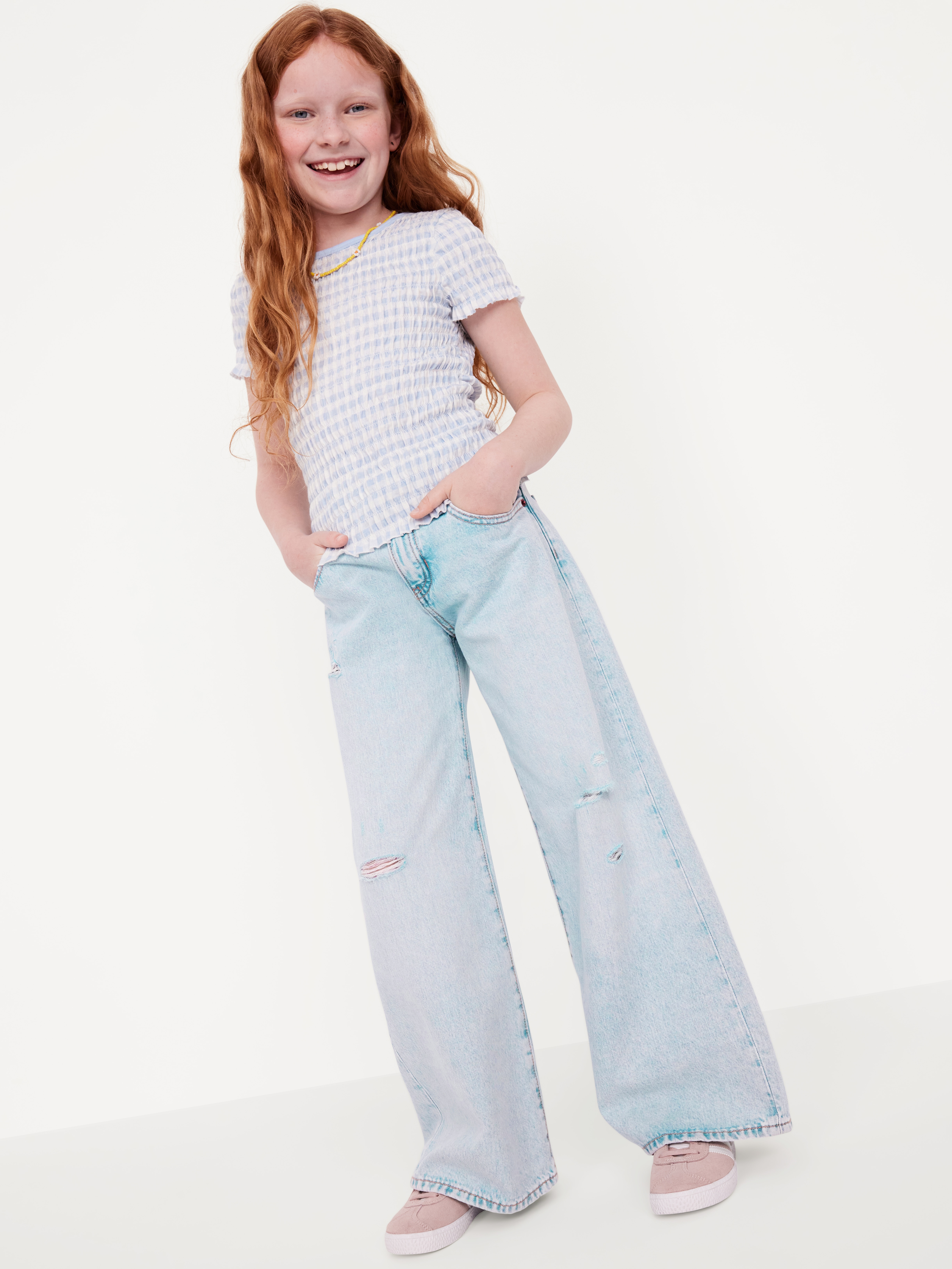 Super Baggy Wide-Leg Embroidered Jeans for Girls - Stars - 3