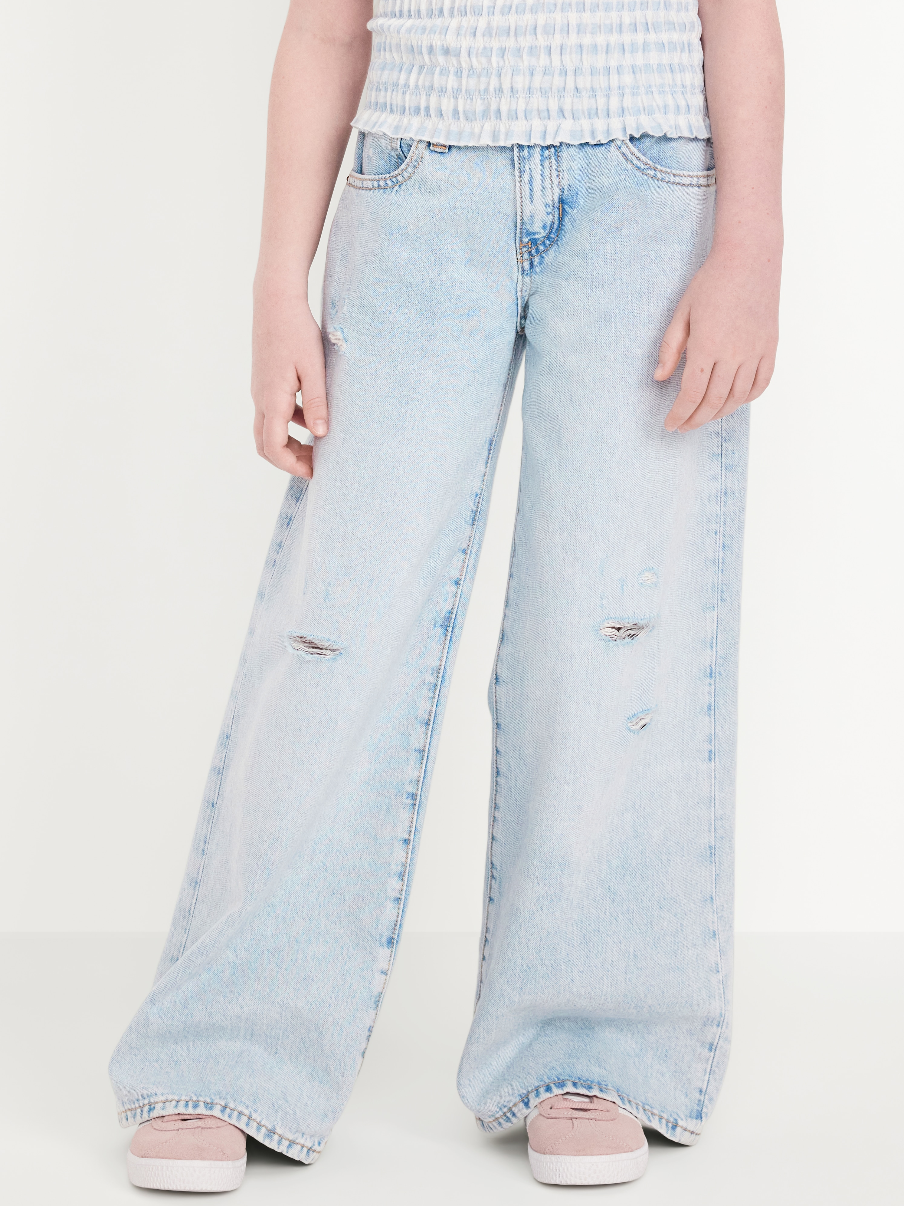 Super Baggy Wide-Leg Embroidered Jeans for Girls - Stars - 1