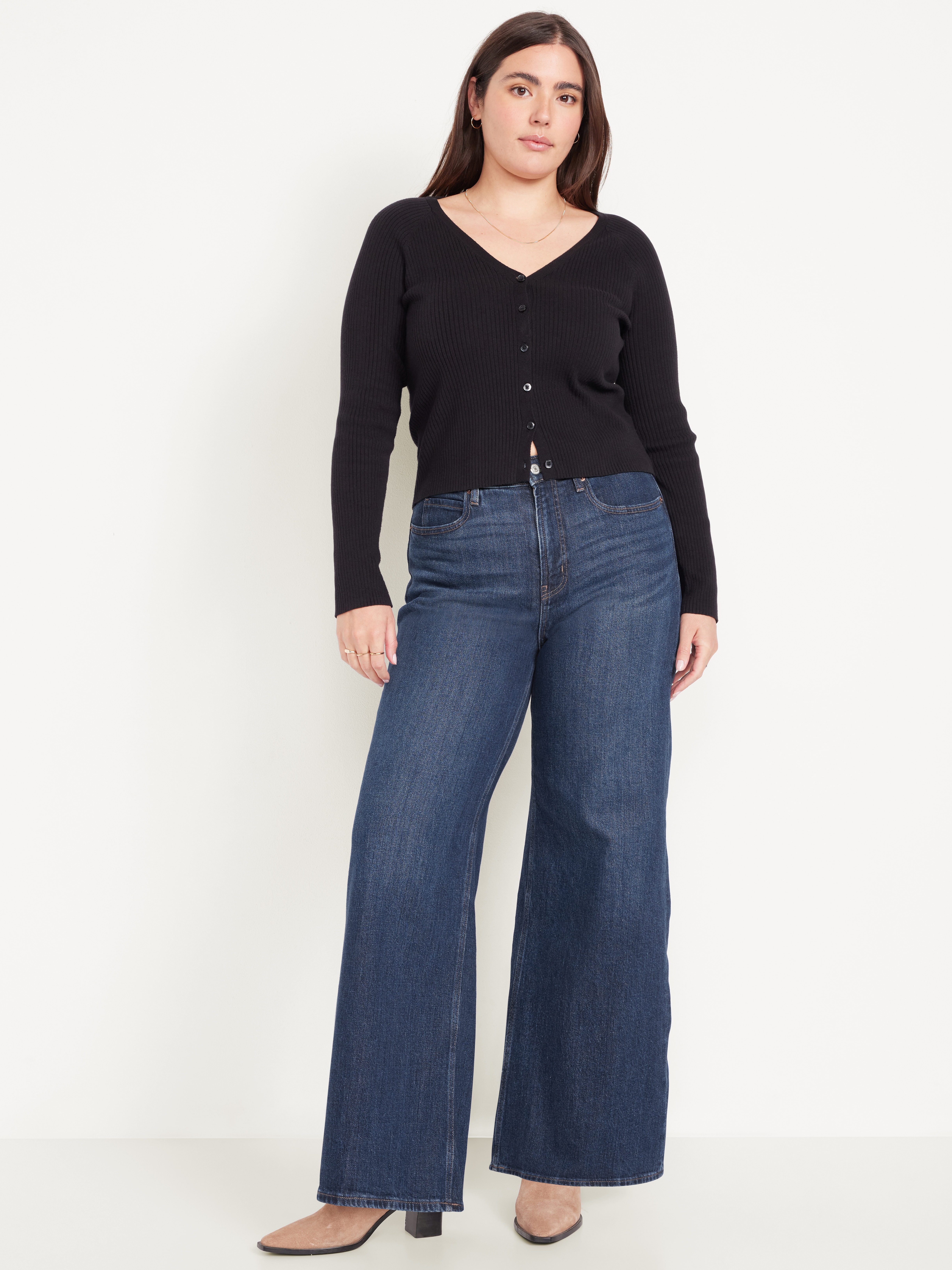 Extra High-Waisted Super Wide-Leg Jeans - Perfect Dark - 4