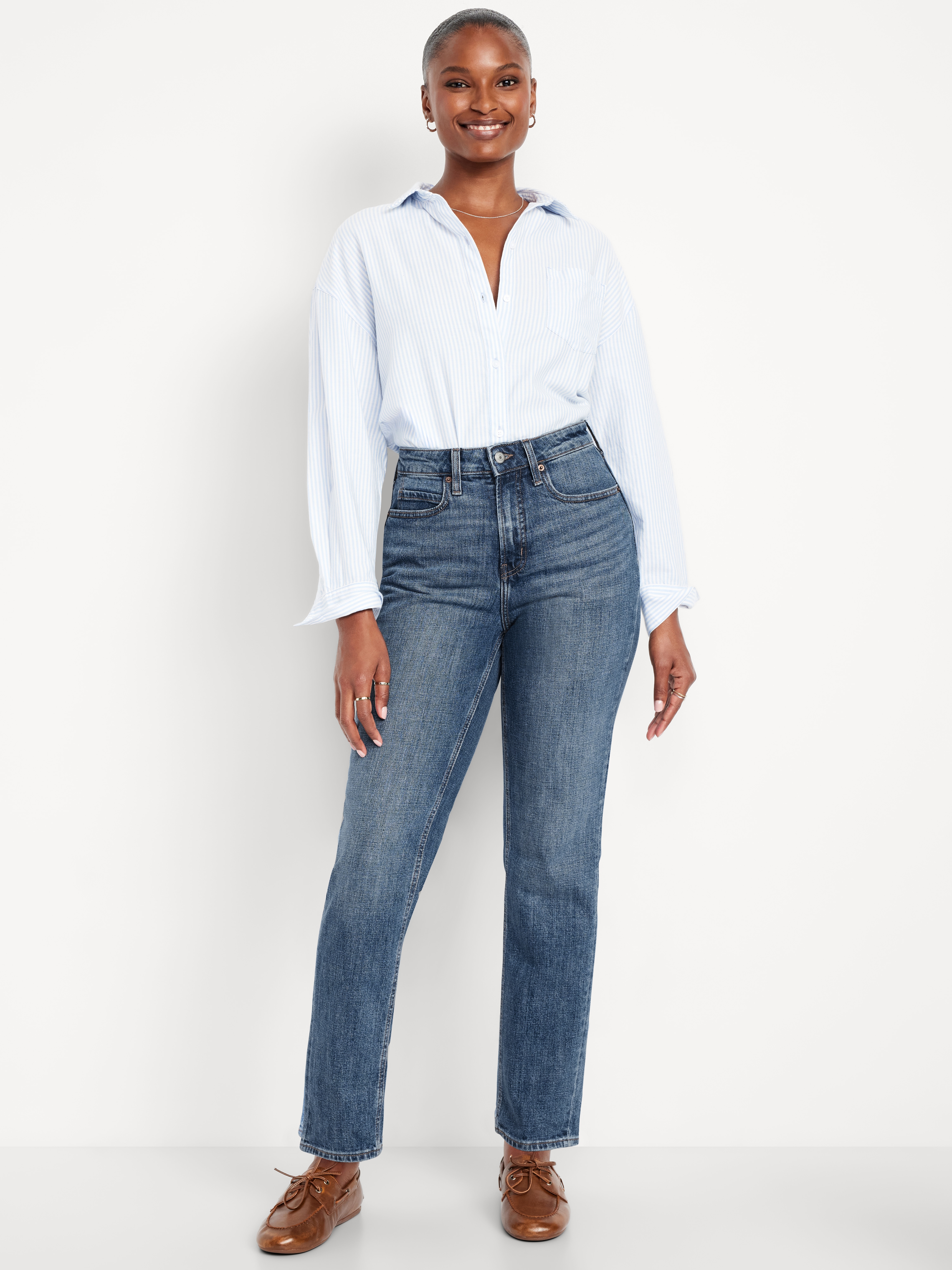Curvy Extra High-Waisted Straight Jeans - Harper - 1