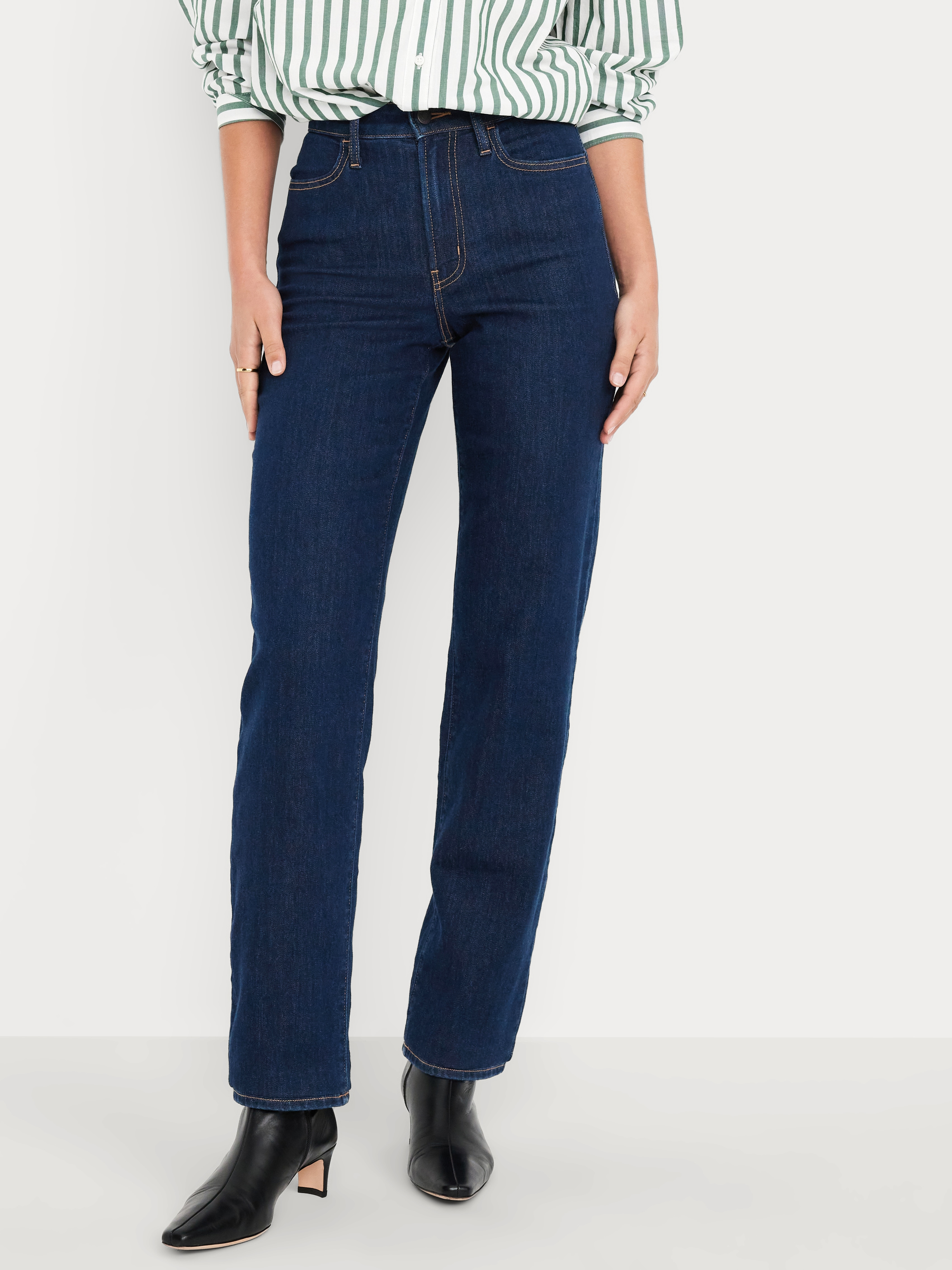 High-Waisted Wow Loose Jeans - Dark Wash - 2