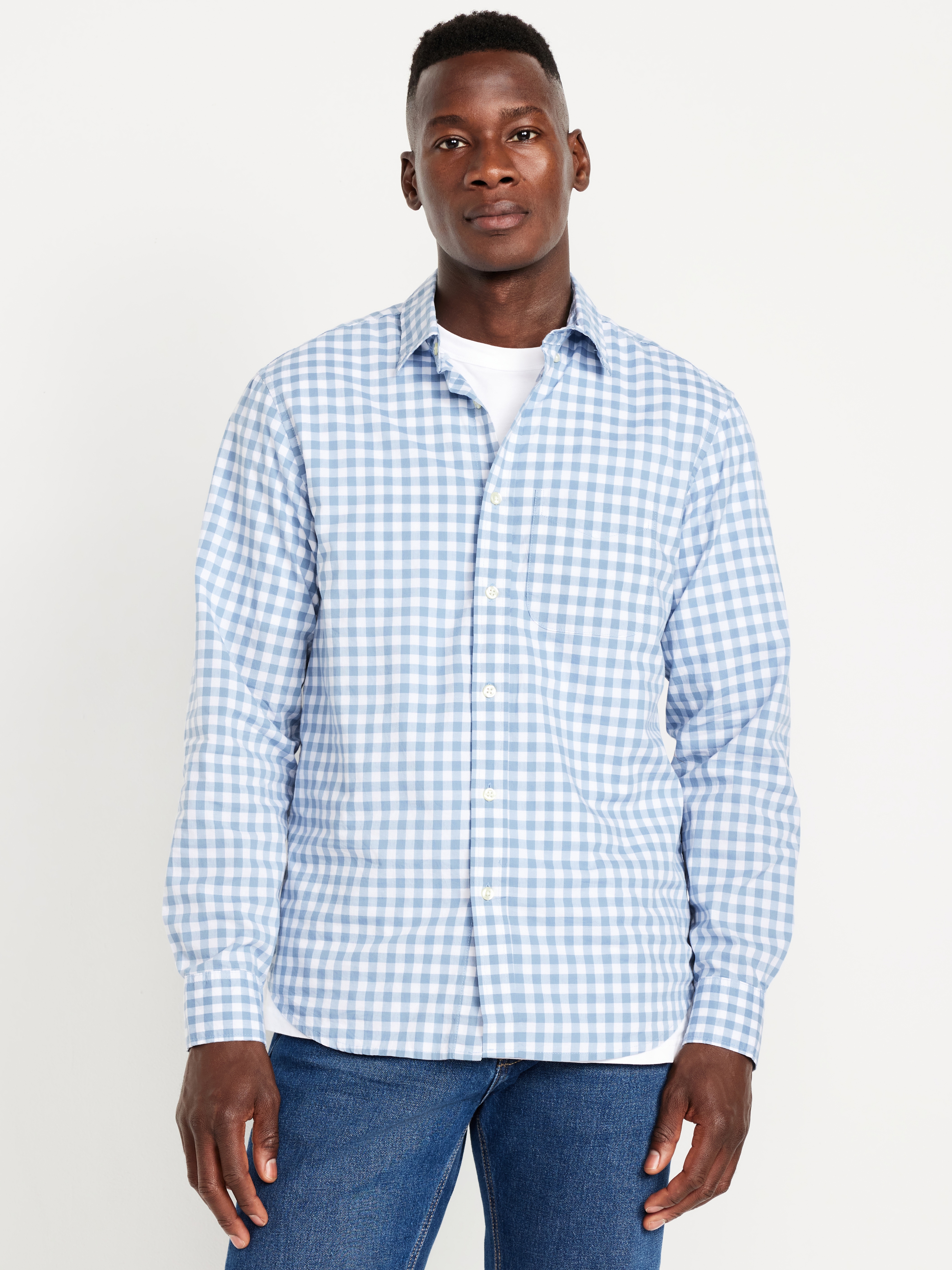 Classic Fit Everyday Oxford Shirt - Blue Gingham - 1