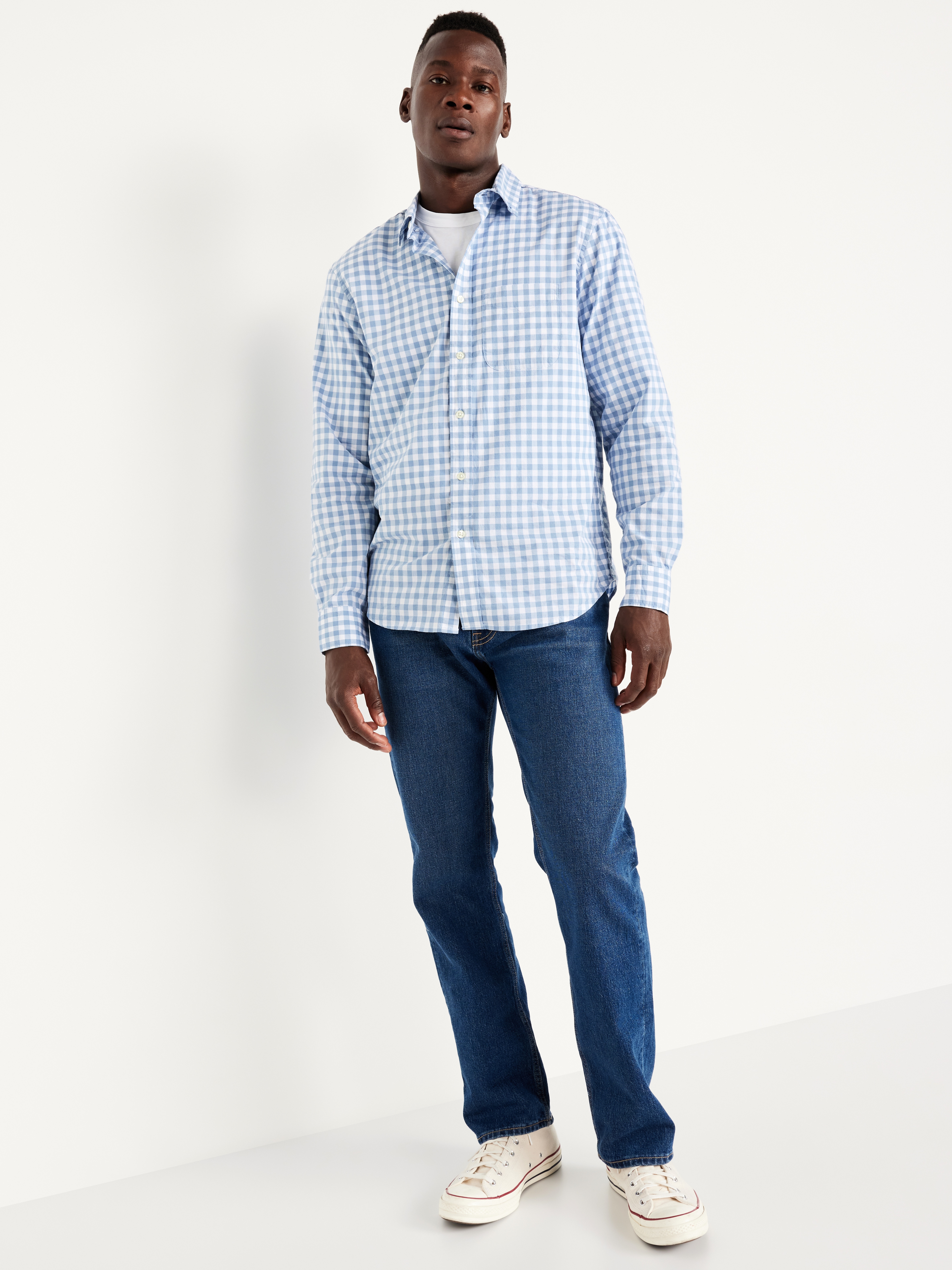 Classic Fit Everyday Oxford Shirt - Blue Gingham - 3