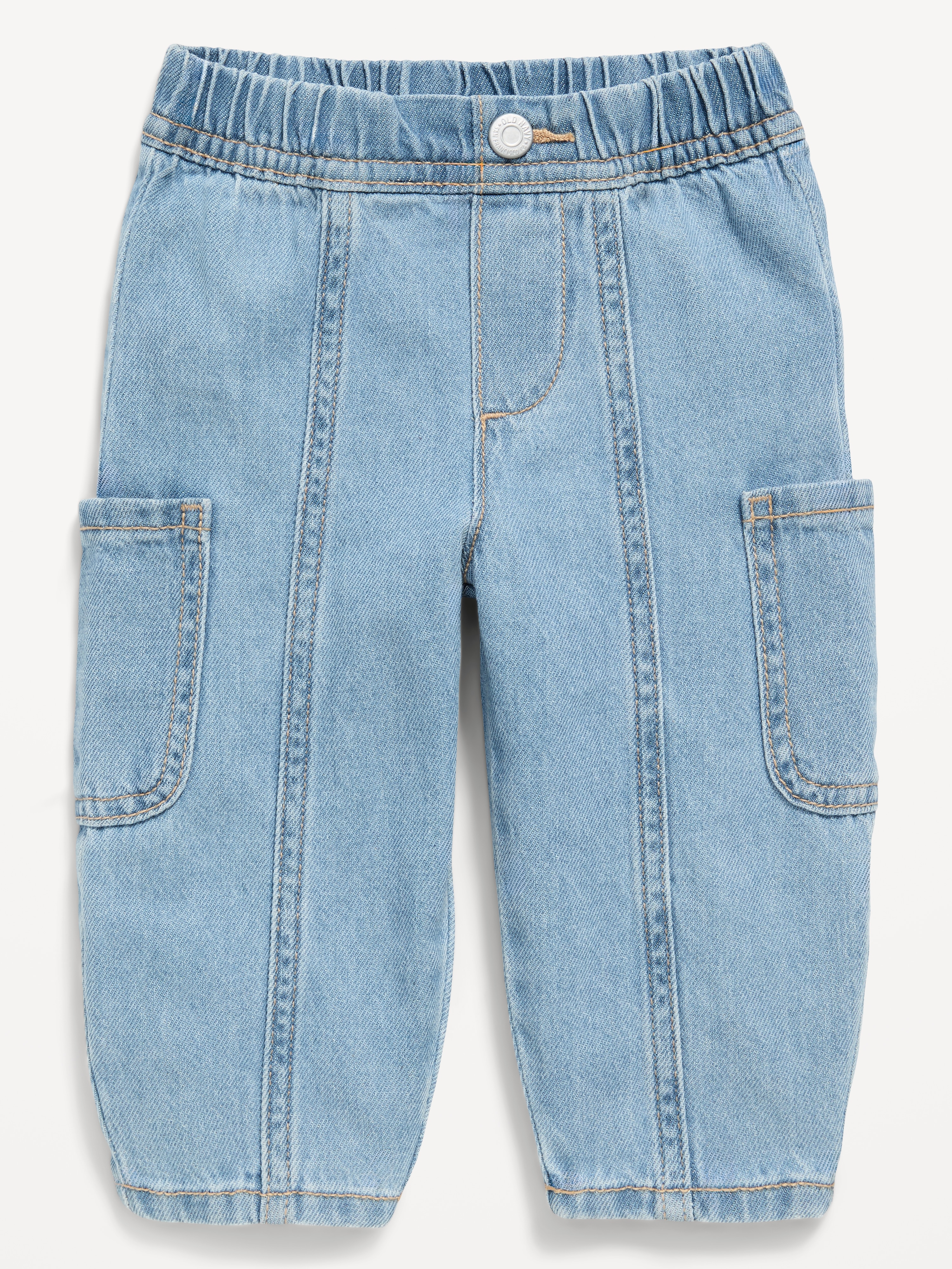 Baggy Barrel-Leg Cargo Jeans for Baby - Light Wash - 1