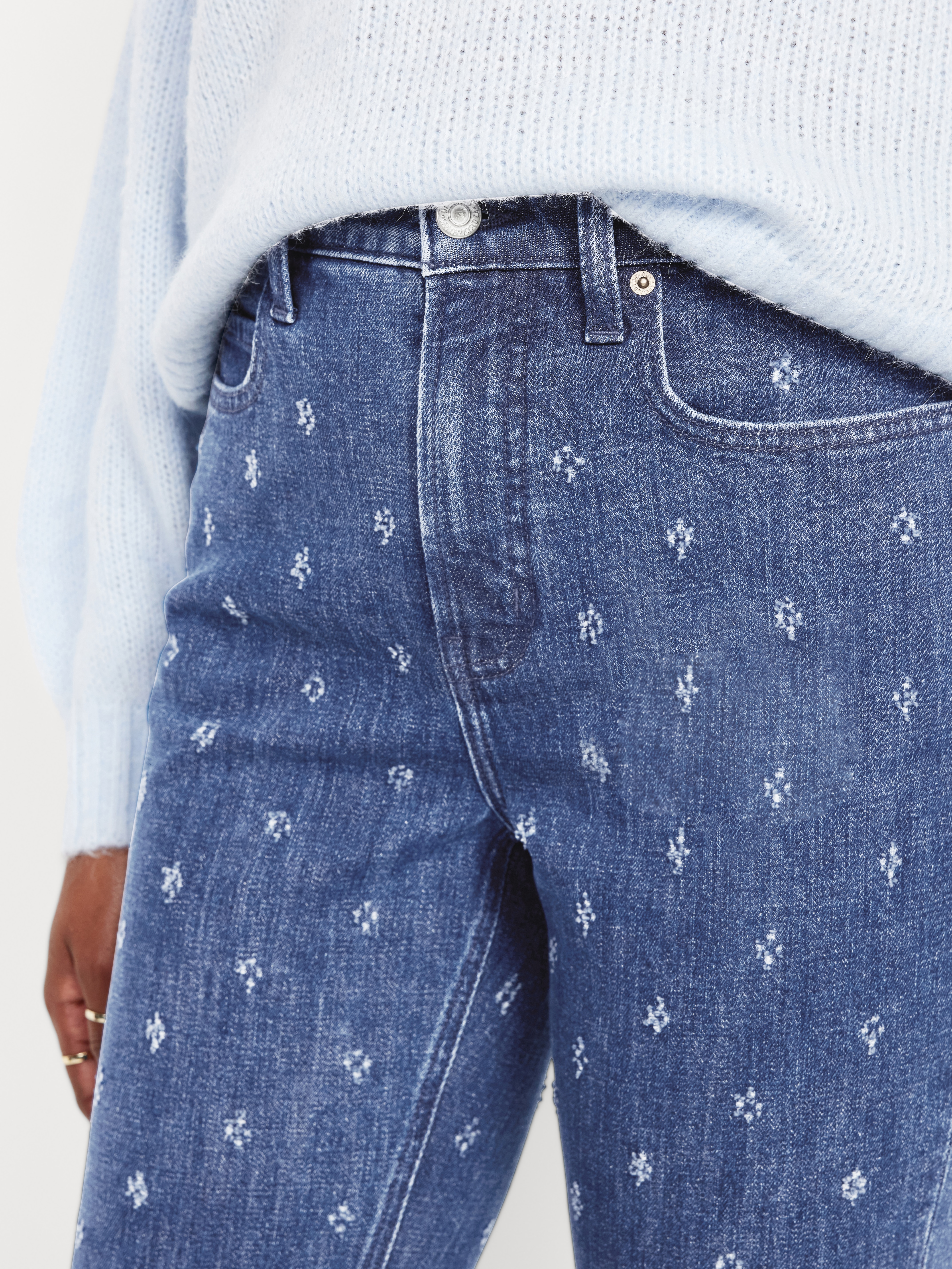 Curvy Extra High-Waisted Straight Jeans - Textured Dark Wash - 4