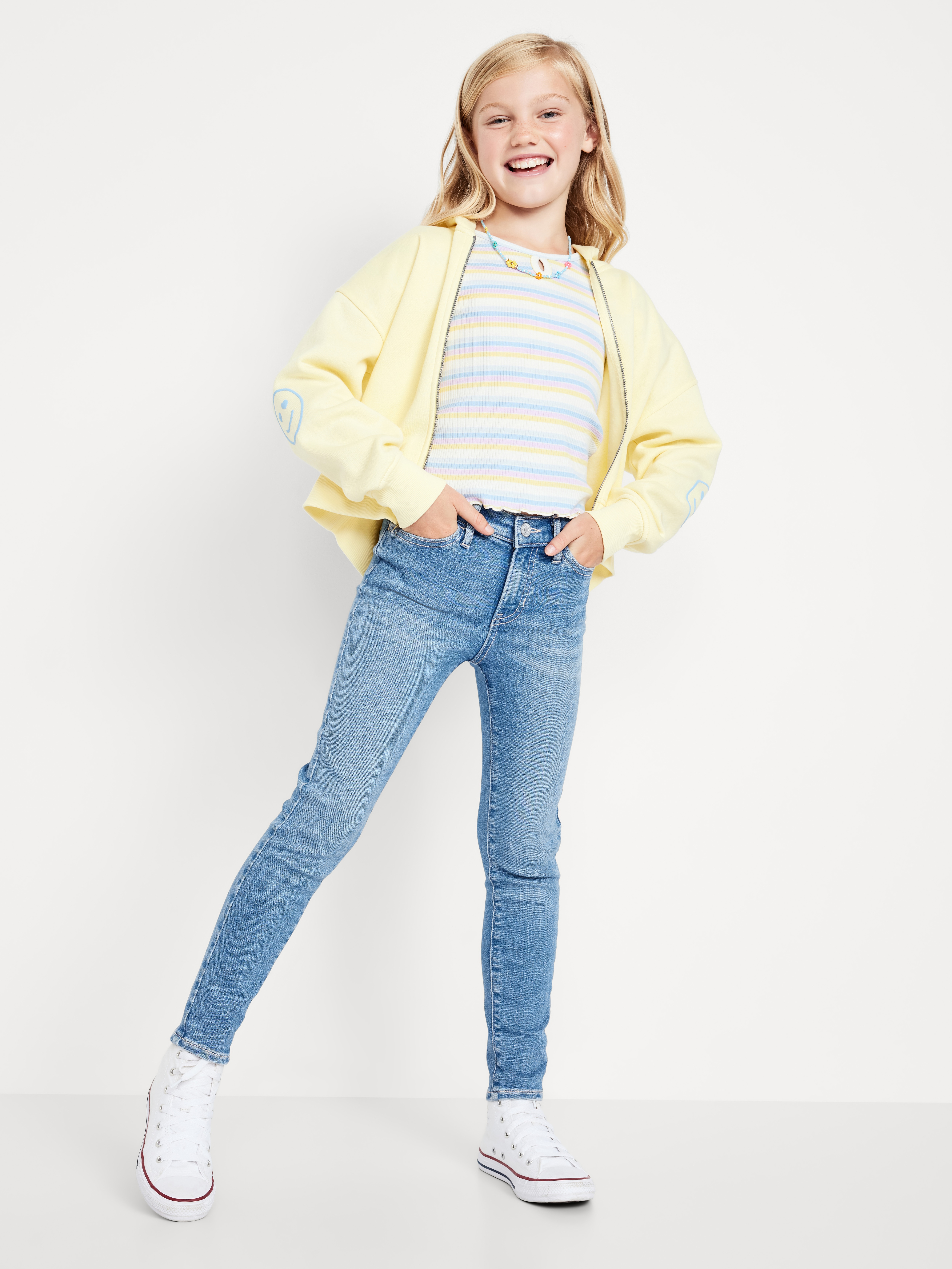 High-Waisted Rockstar 360° Stretch Jeggings for Girls - Light Wash - 3