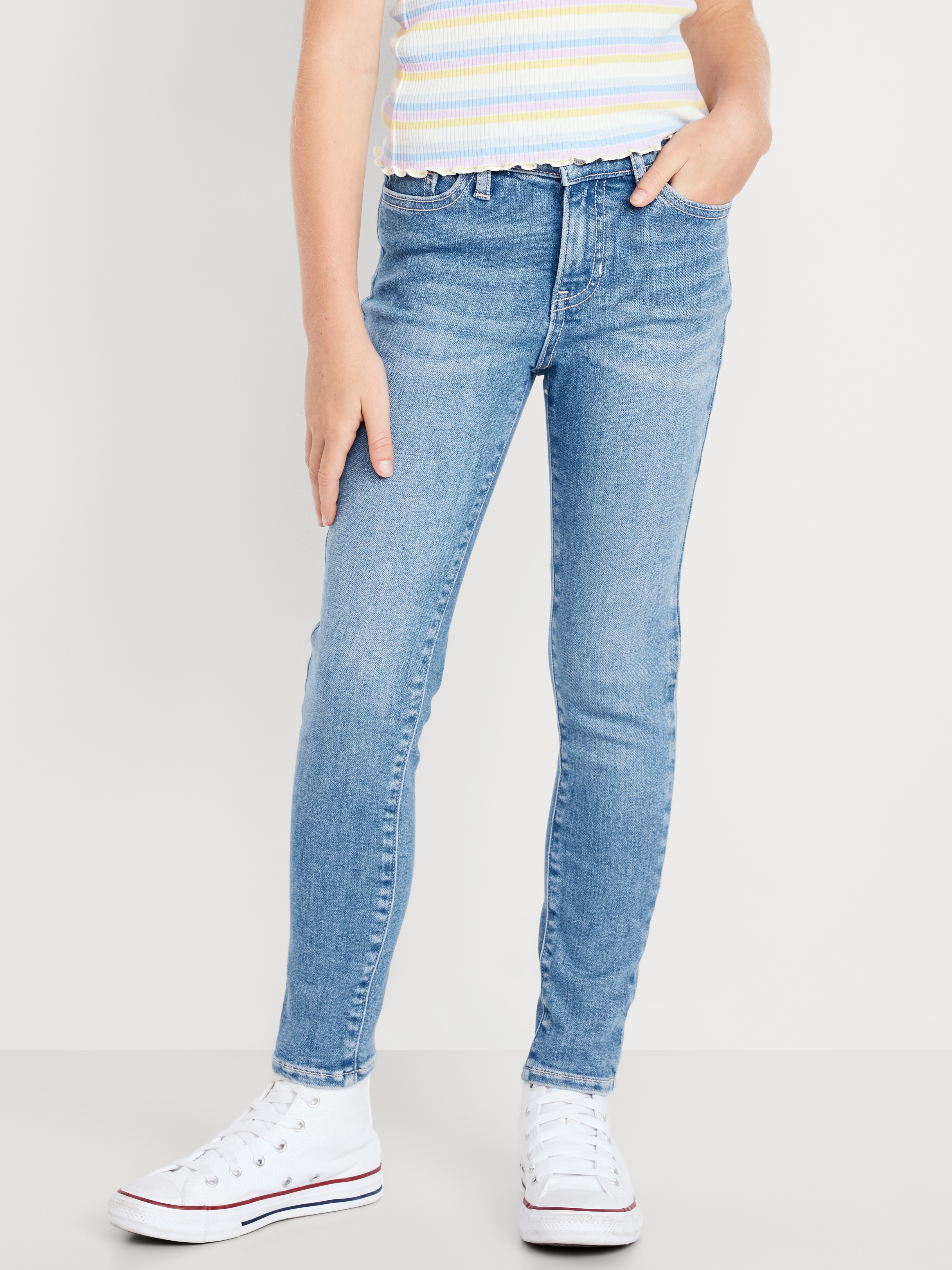 High-Waisted Rockstar 360° Stretch Jeggings for Girls - Light Wash - 1