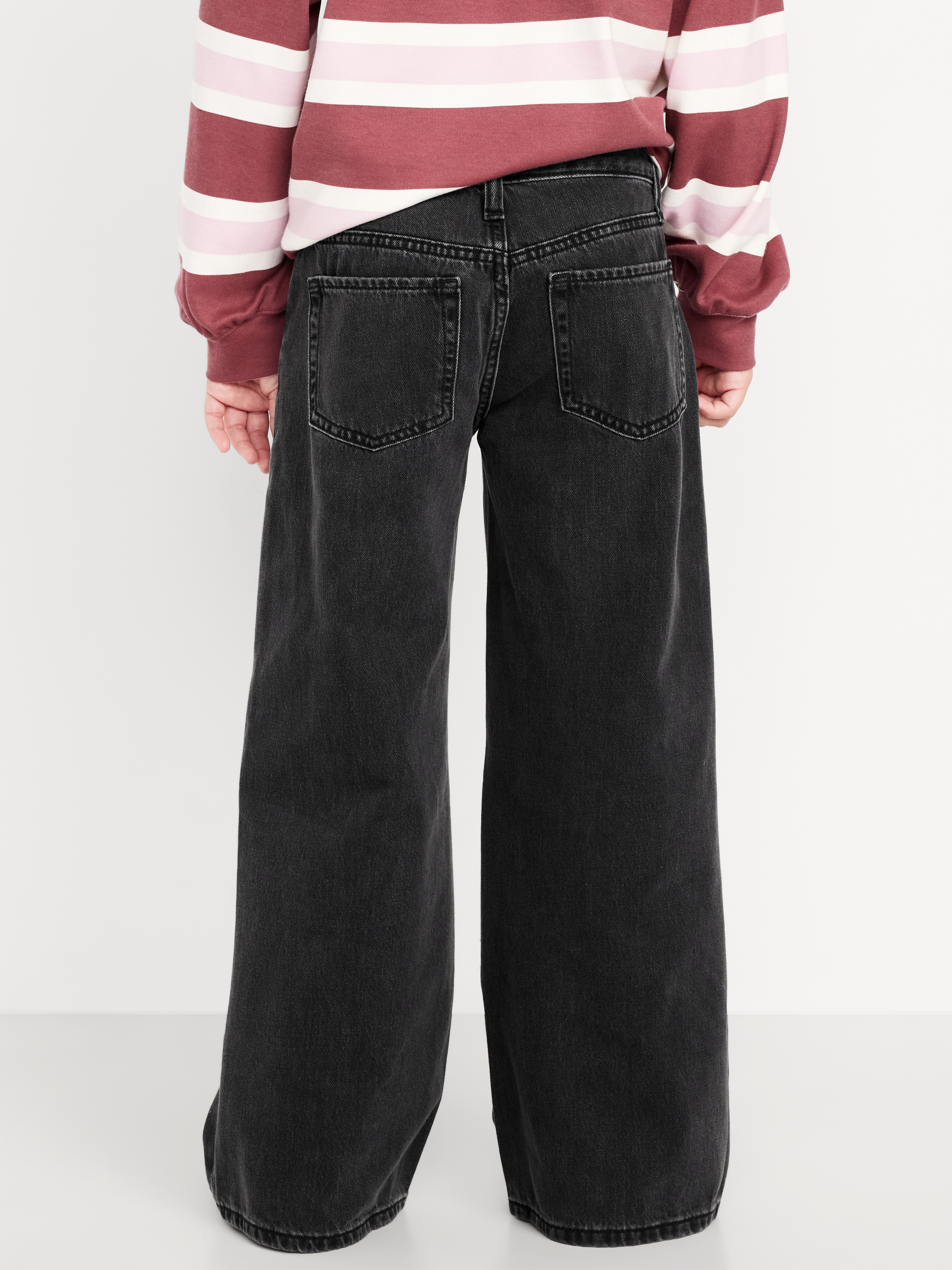 Super Baggy Wide-Leg Embroidered Jeans for Girls - Black Wash (Lunar) - 2
