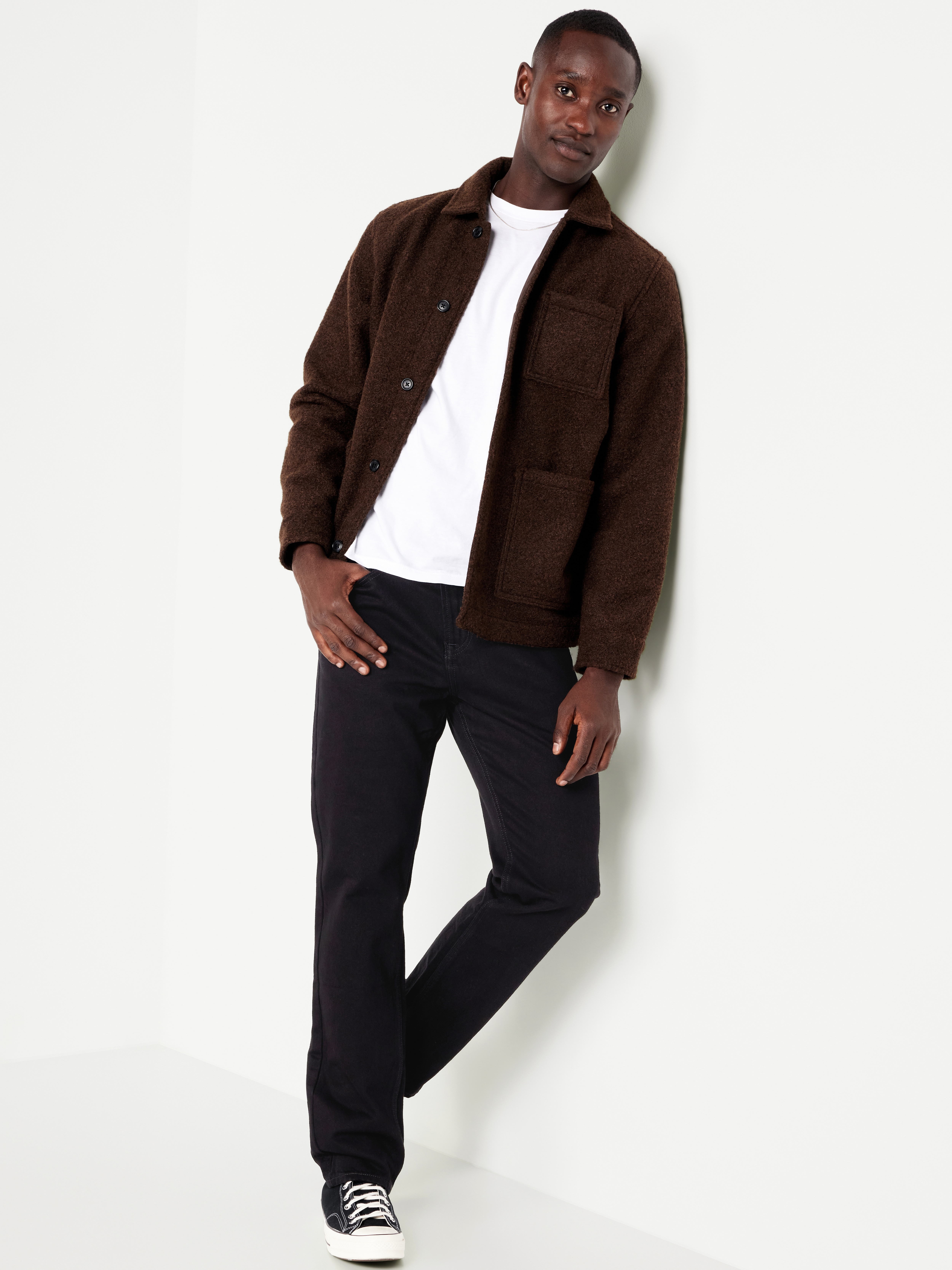 Structured Straight Non-Stretch Jeans - Black Rinse - 3