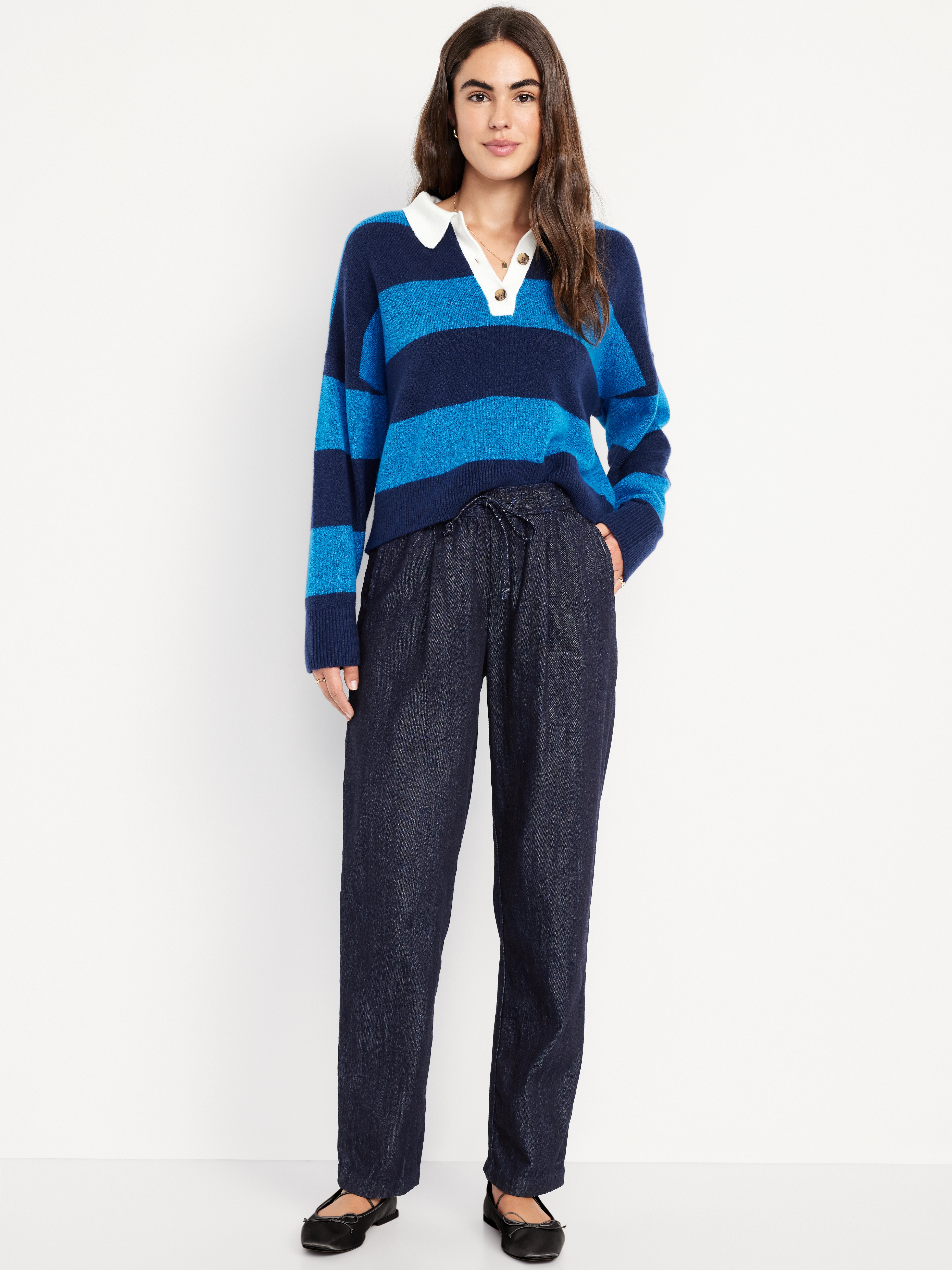 High-Waisted Billie Straight Ankle Trouser - Dark Rinse - 1