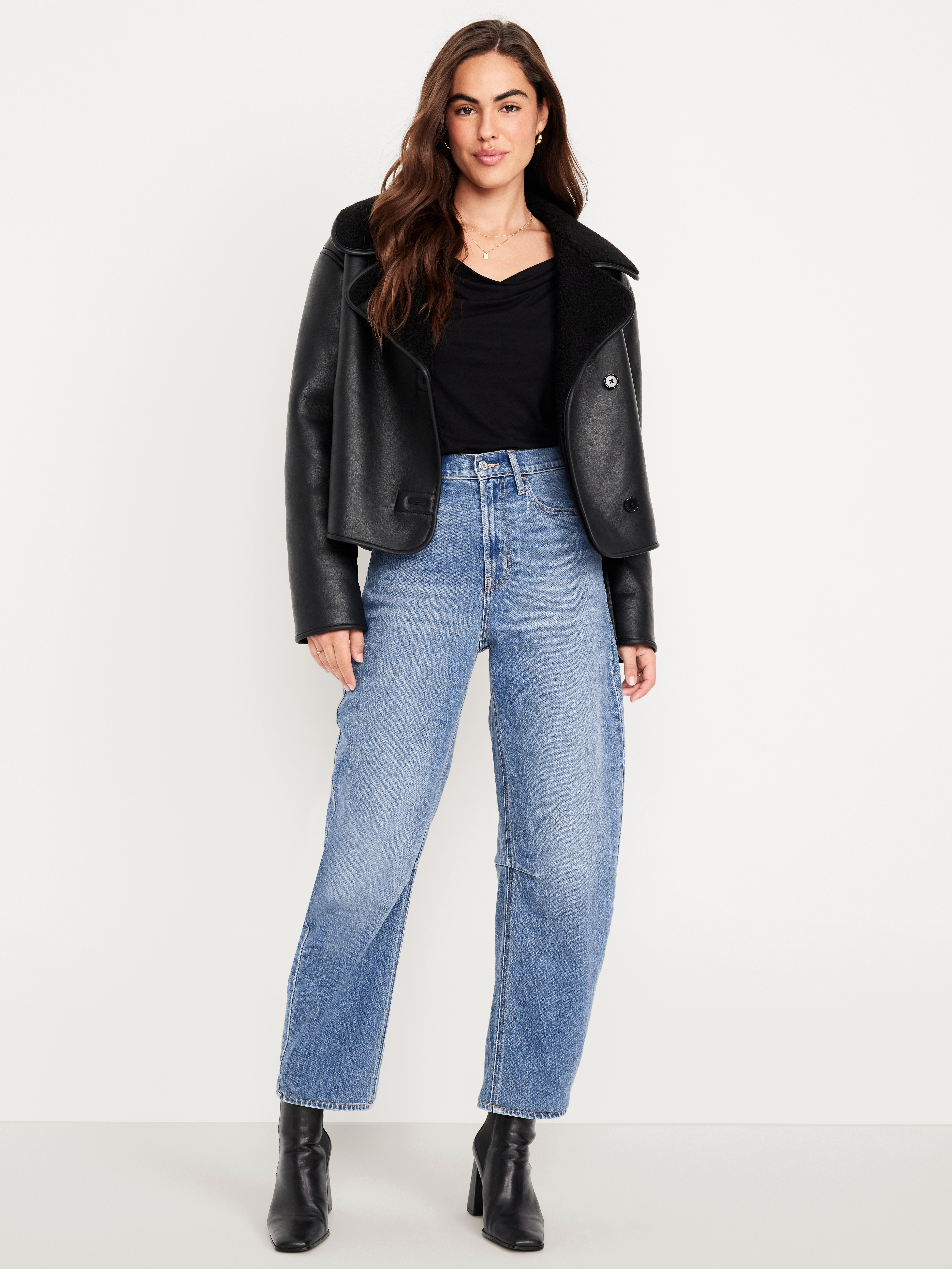 High-Waisted Wow Barrel-Leg Ankle Jeans - Light Wash - 1