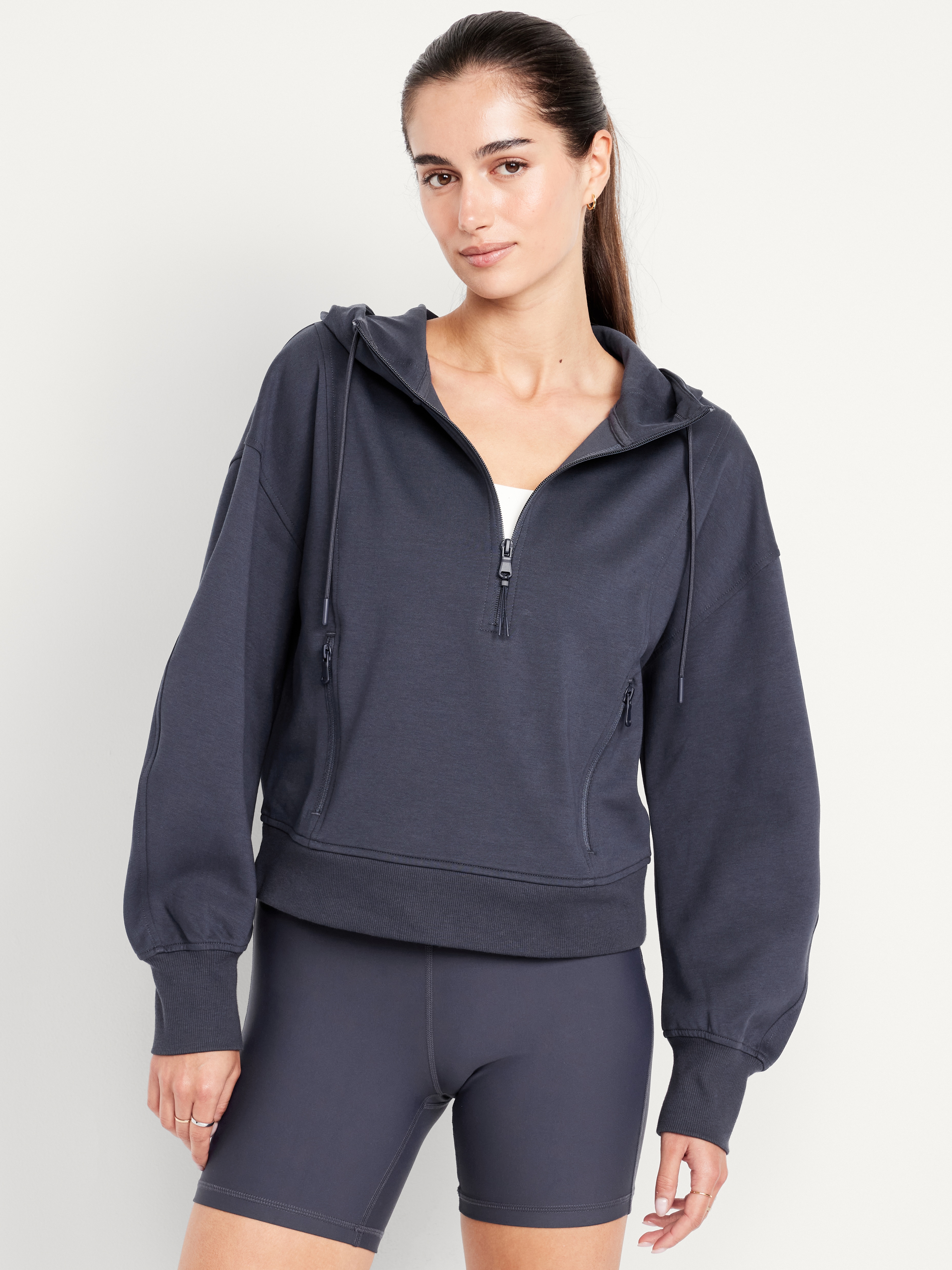 Dynamic Fleece Half-Zip Hoodie Sweatshirt - Dusk Navy - 1