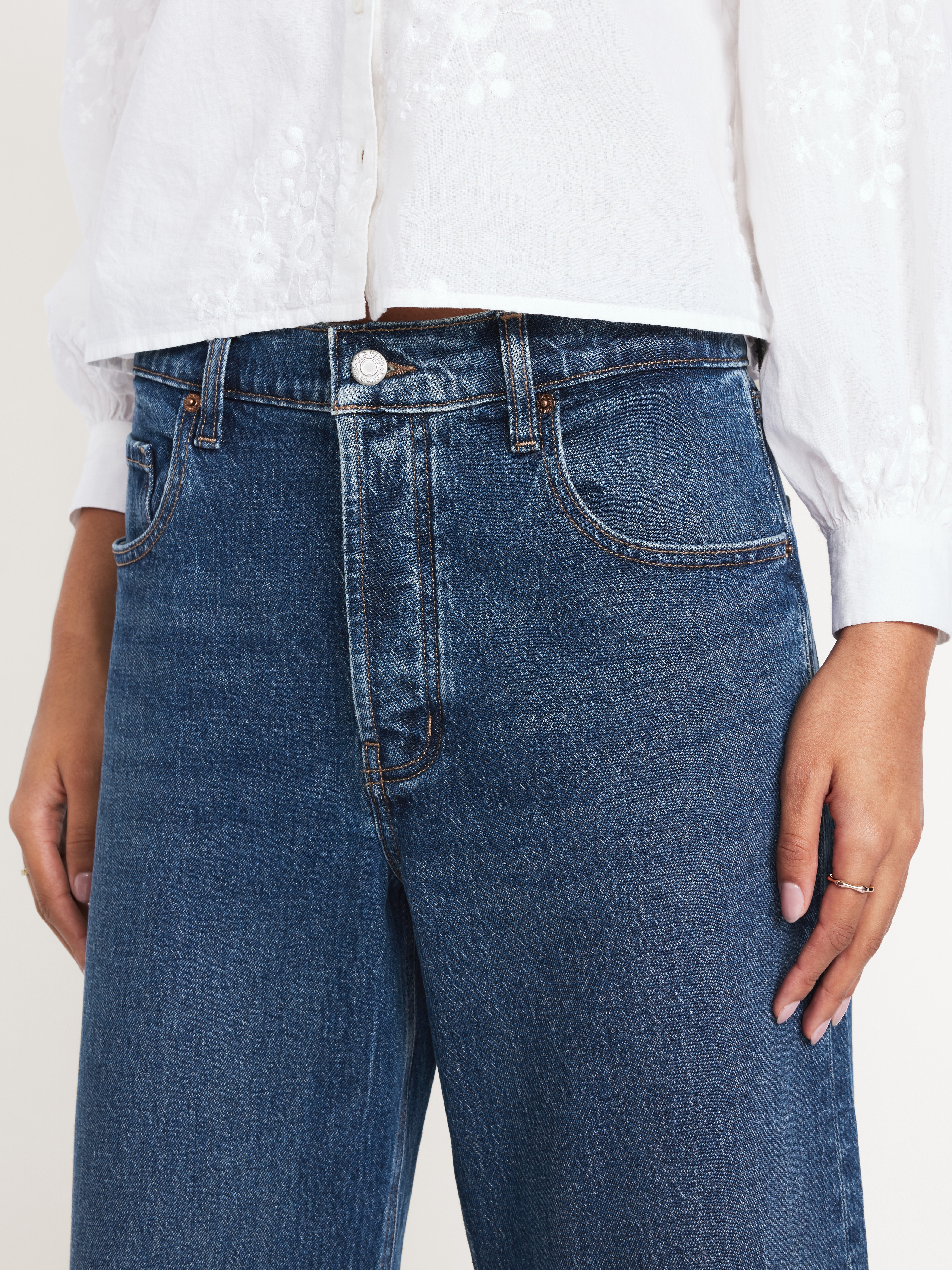 Mid-Rise Slouchy Wide-Leg Jeans - Dark Wash - 4