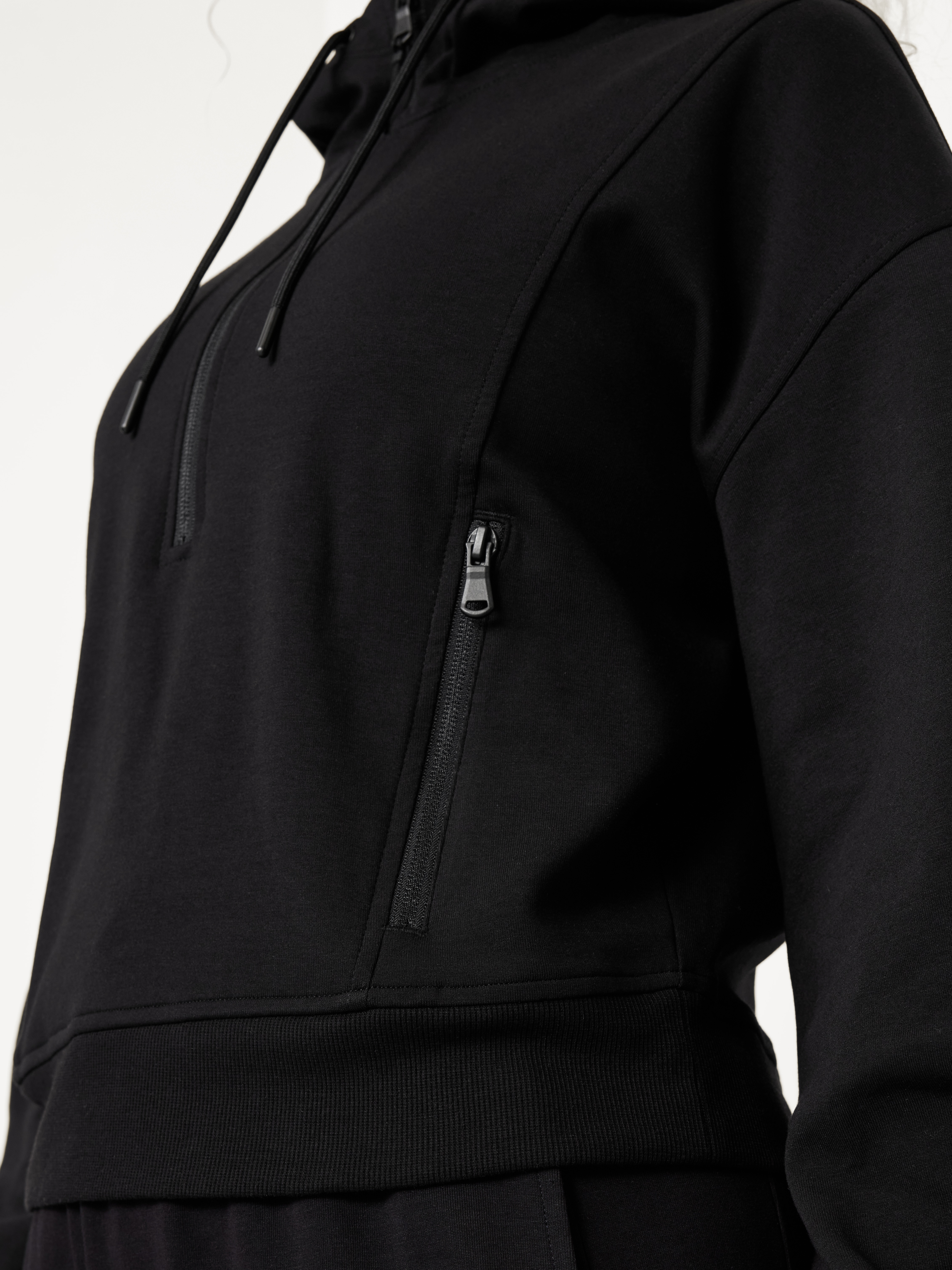 Dynamic Fleece Half-Zip Hoodie Sweatshirt - Black Jack - 5