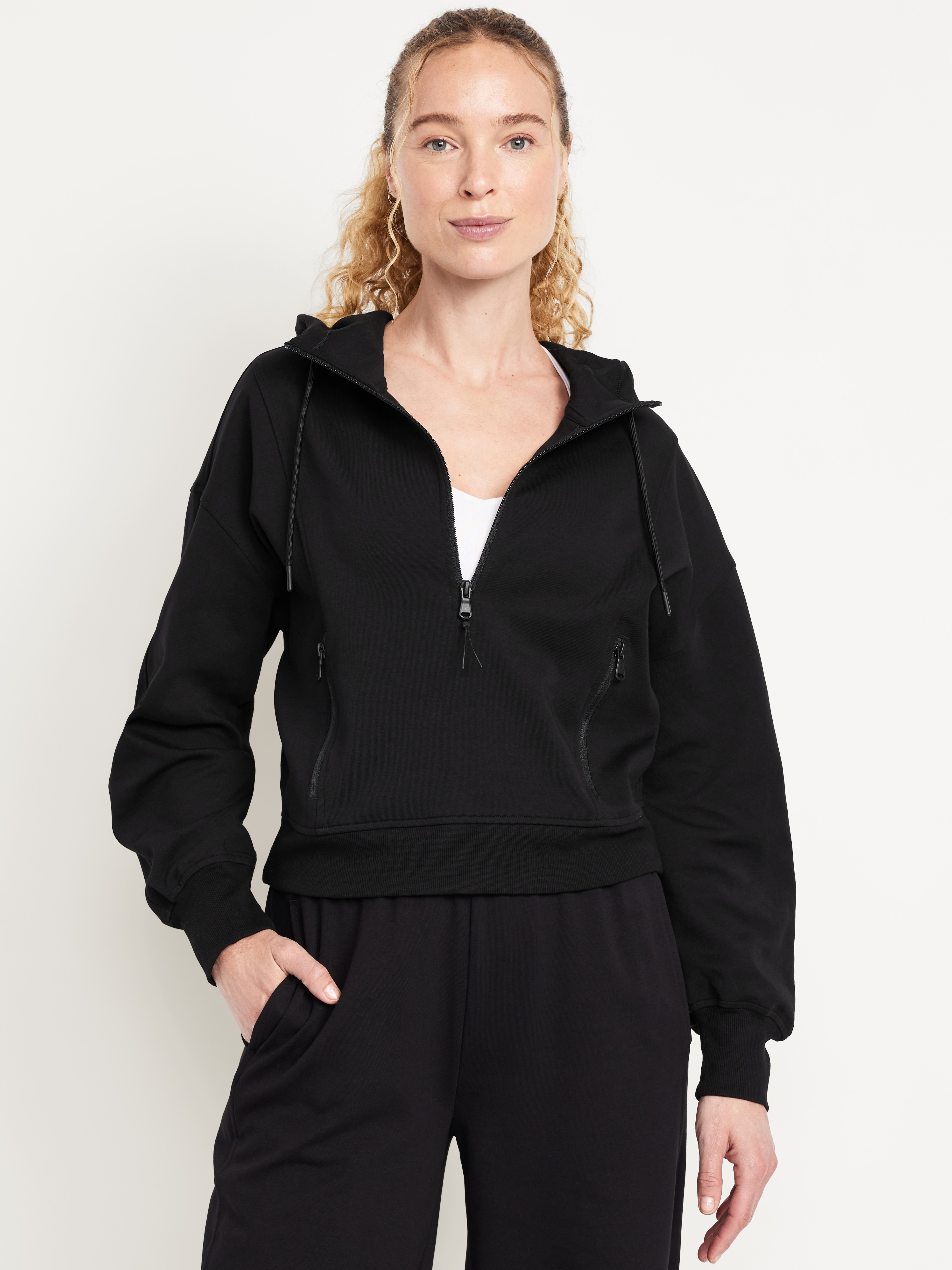 Dynamic Fleece Half-Zip Hoodie Sweatshirt - Black Jack - 1