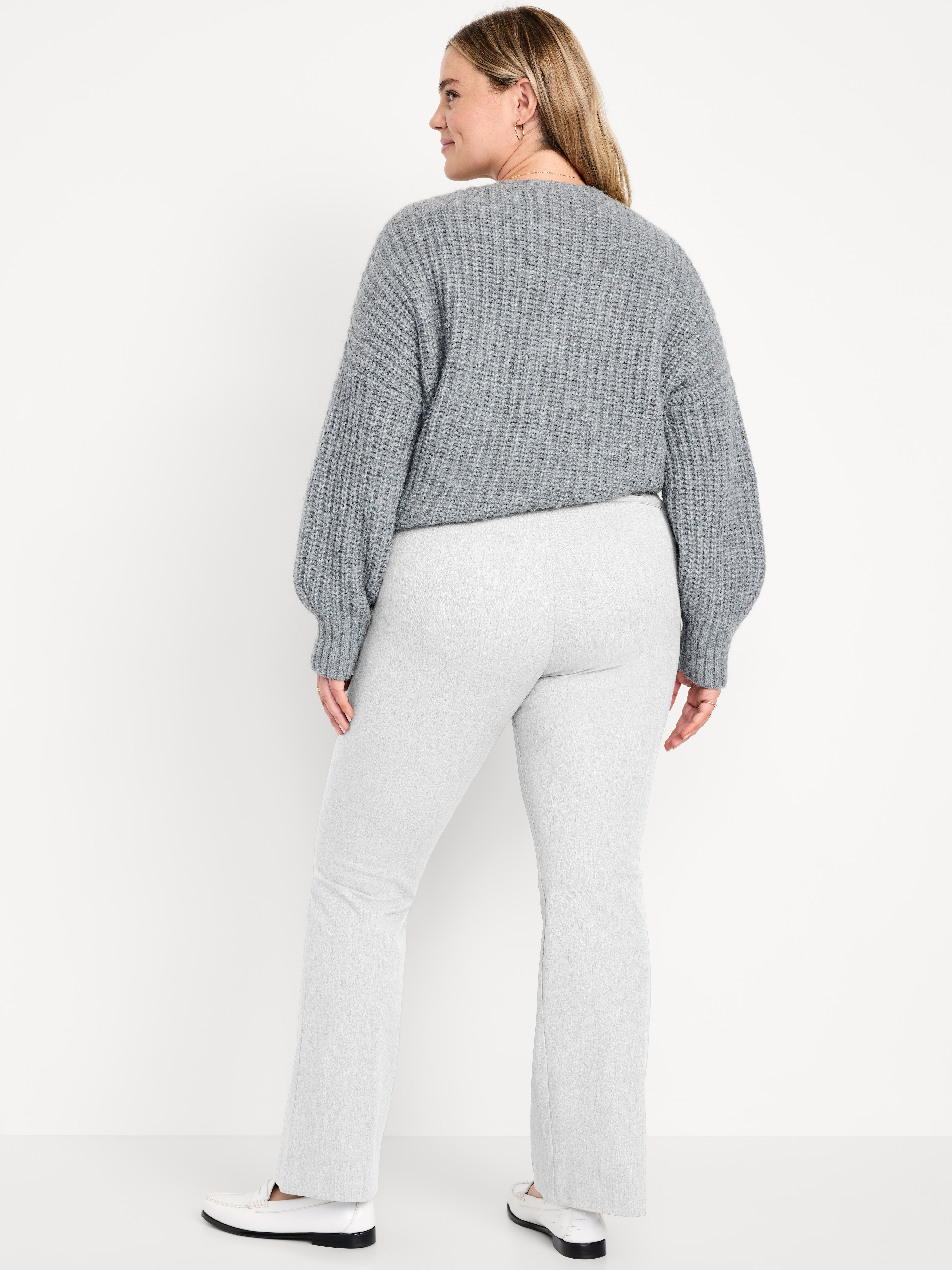 High-Waisted Pixie Flare Pants - Light Heather Gray - 8