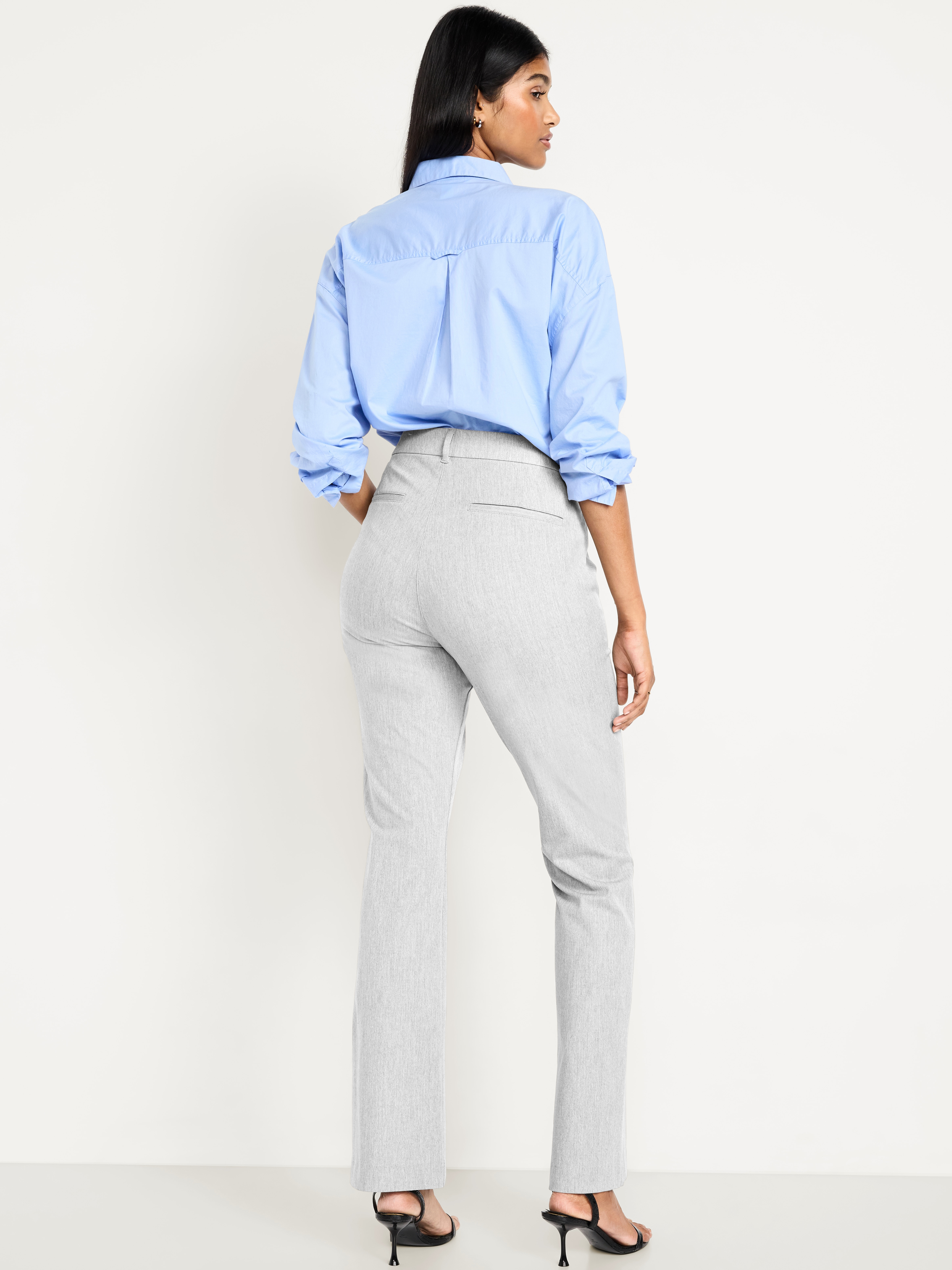 High-Waisted Pixie Flare Pants - Light Heather Gray - 6
