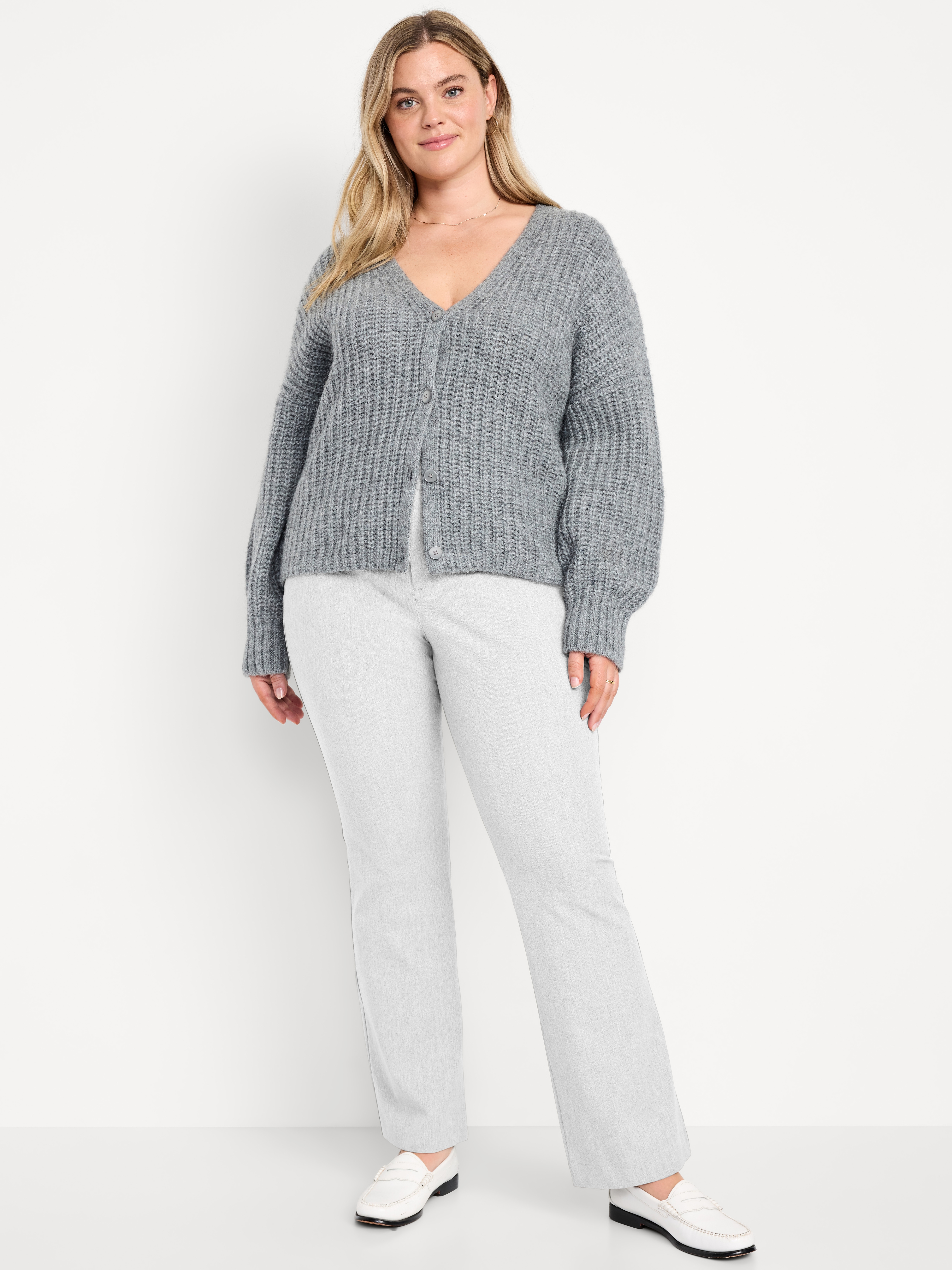 High-Waisted Pixie Flare Pants - Light Heather Gray - 7