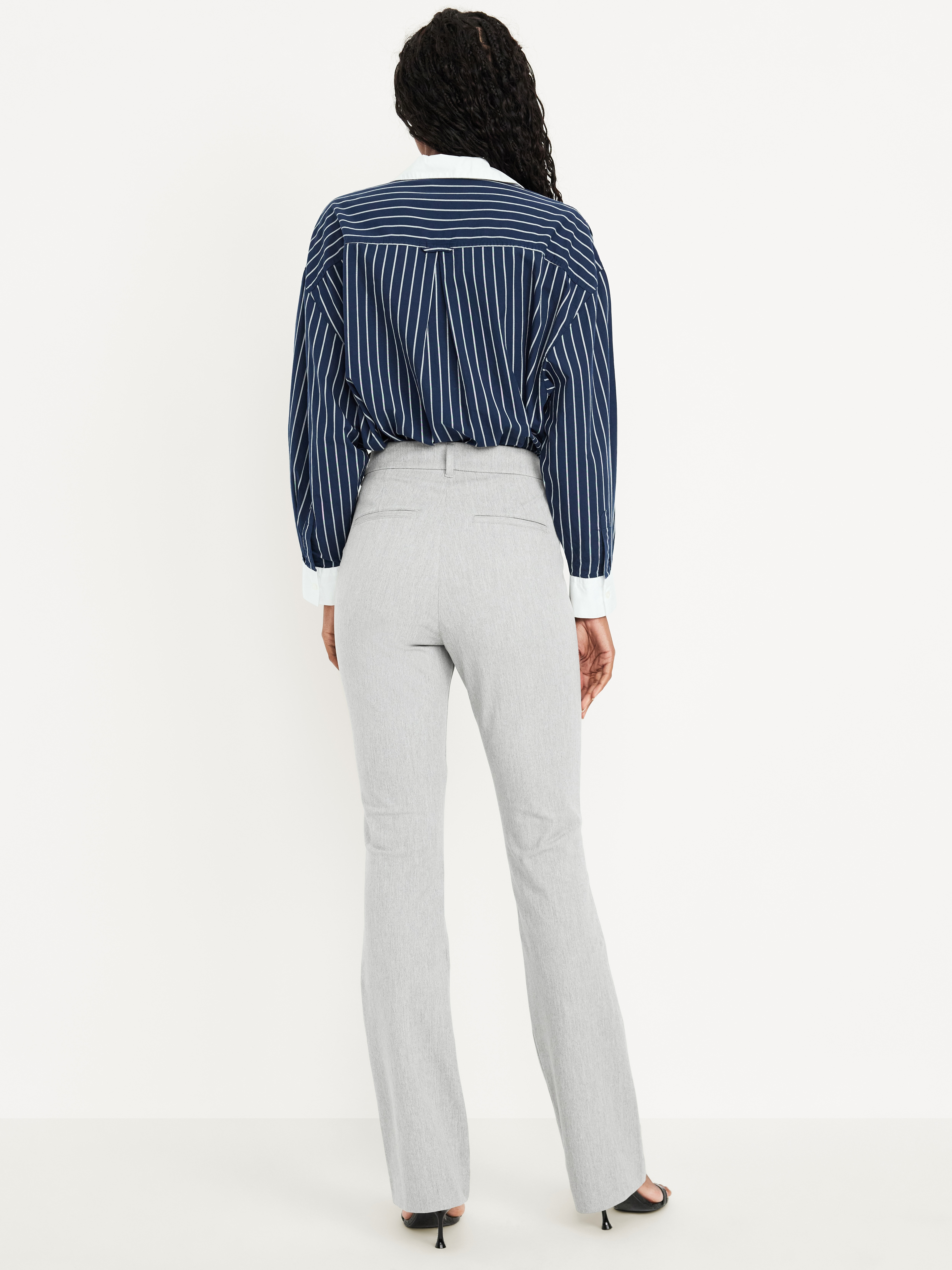 High-Waisted Pixie Flare Pants - Light Heather Gray - 3