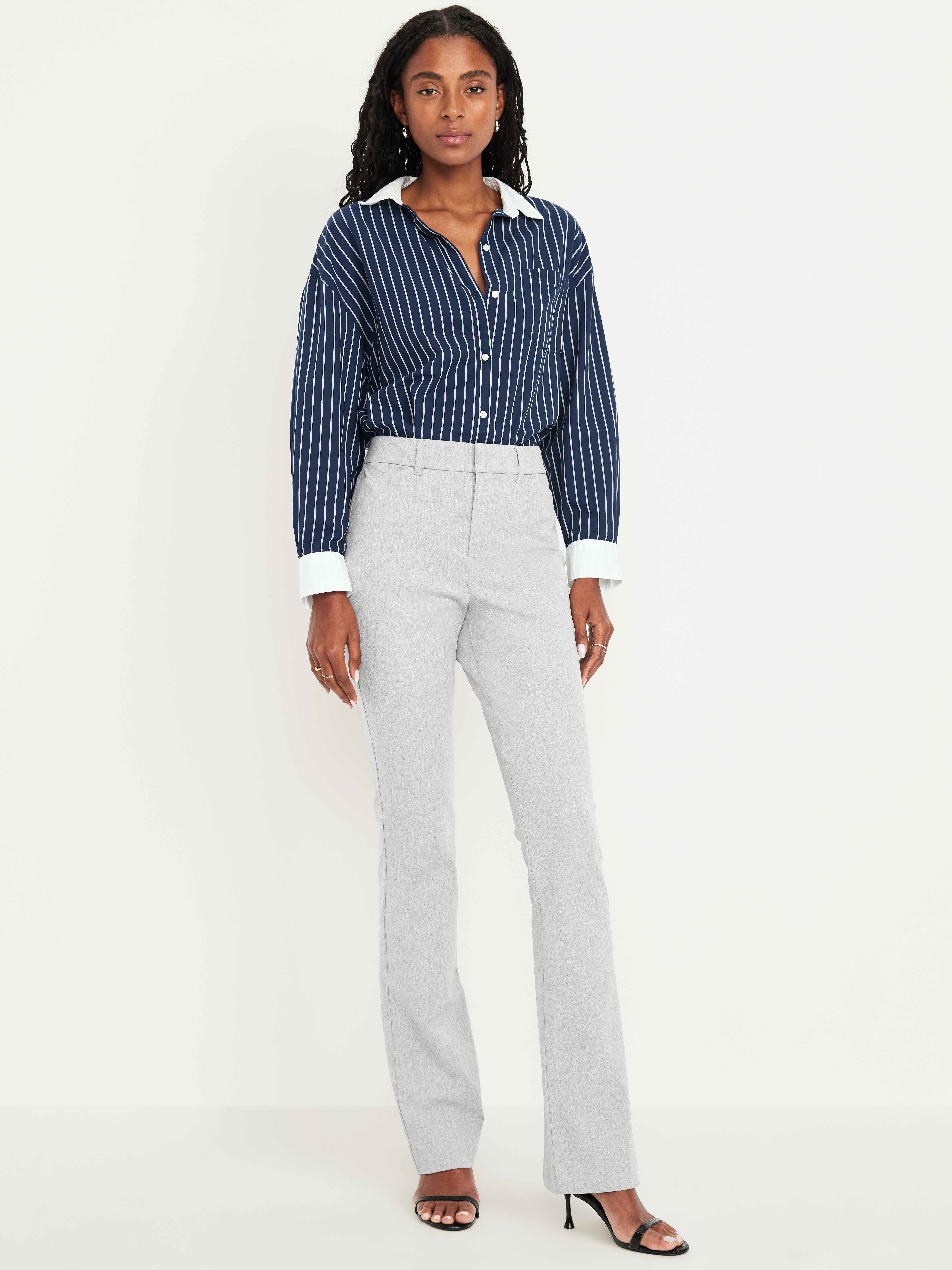 High-Waisted Pixie Flare Pants - Light Heather Gray - 1
