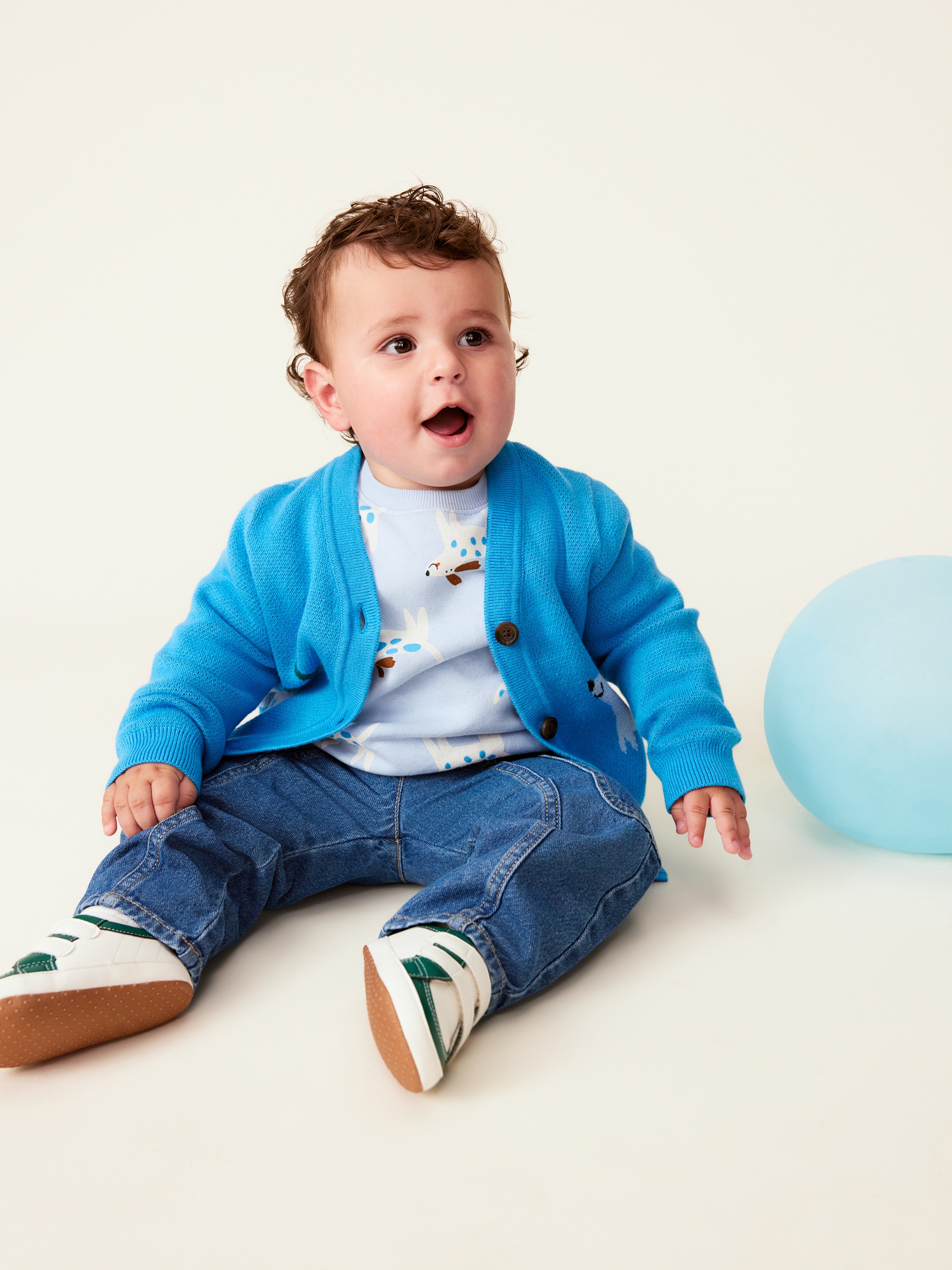 Baggy Barrel-Leg Cargo Jeans for Baby - Dark Wash - 3