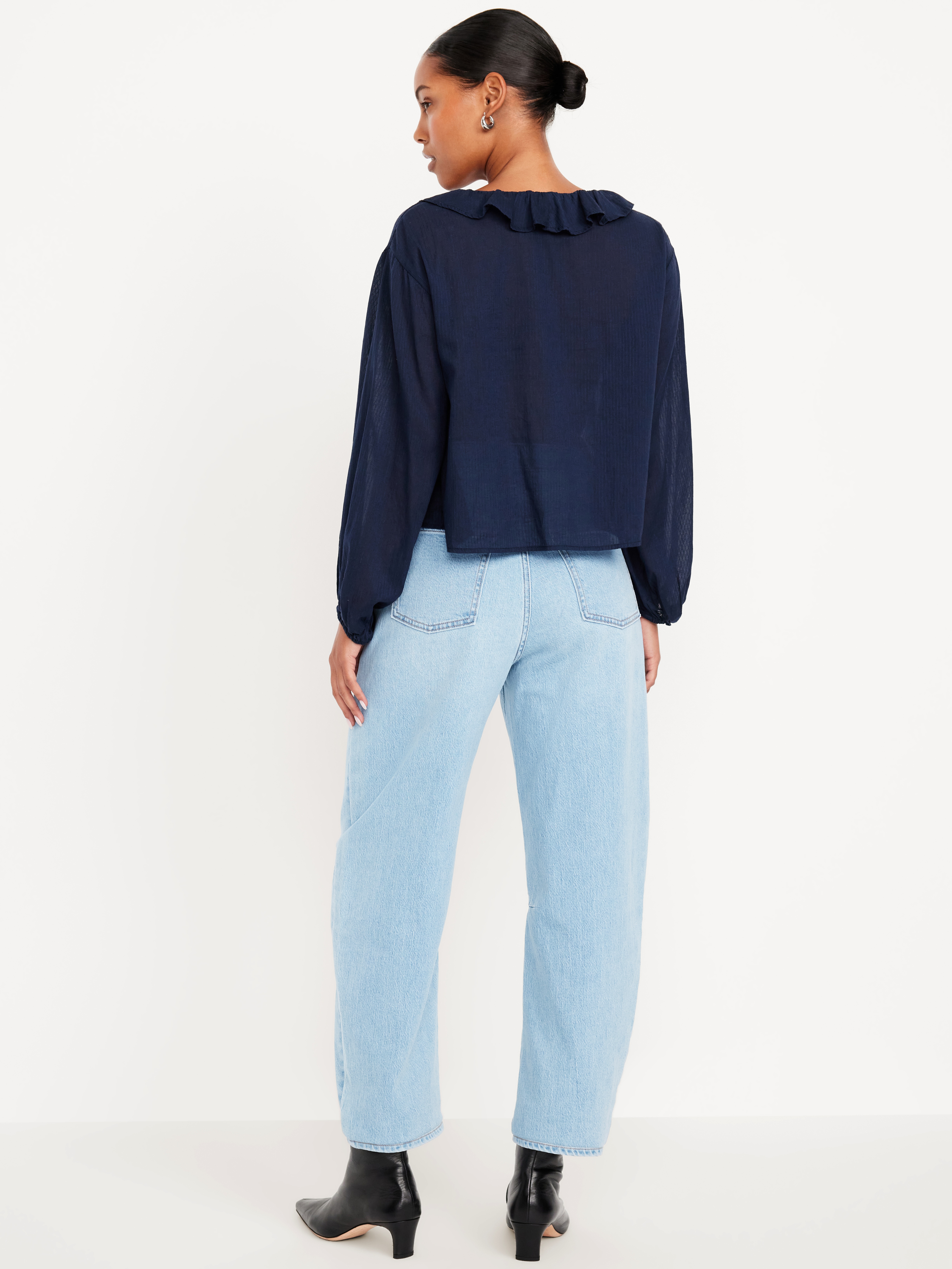High-Waisted Wow Barrel-Leg Ankle Jeans - Summer - 3