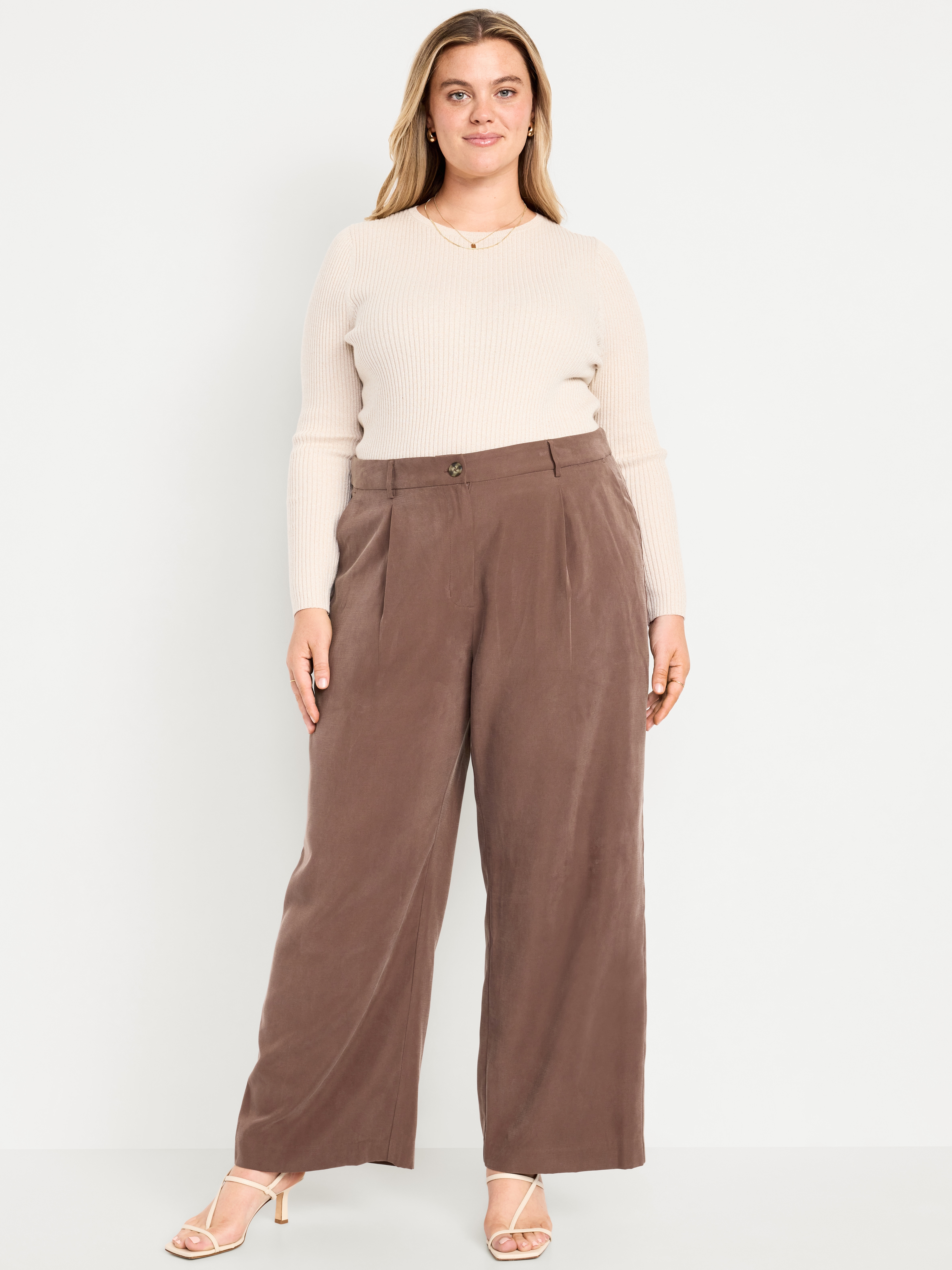 High-Waisted Taylor Trouser Wide-Leg Pants - Peppercorn - 7