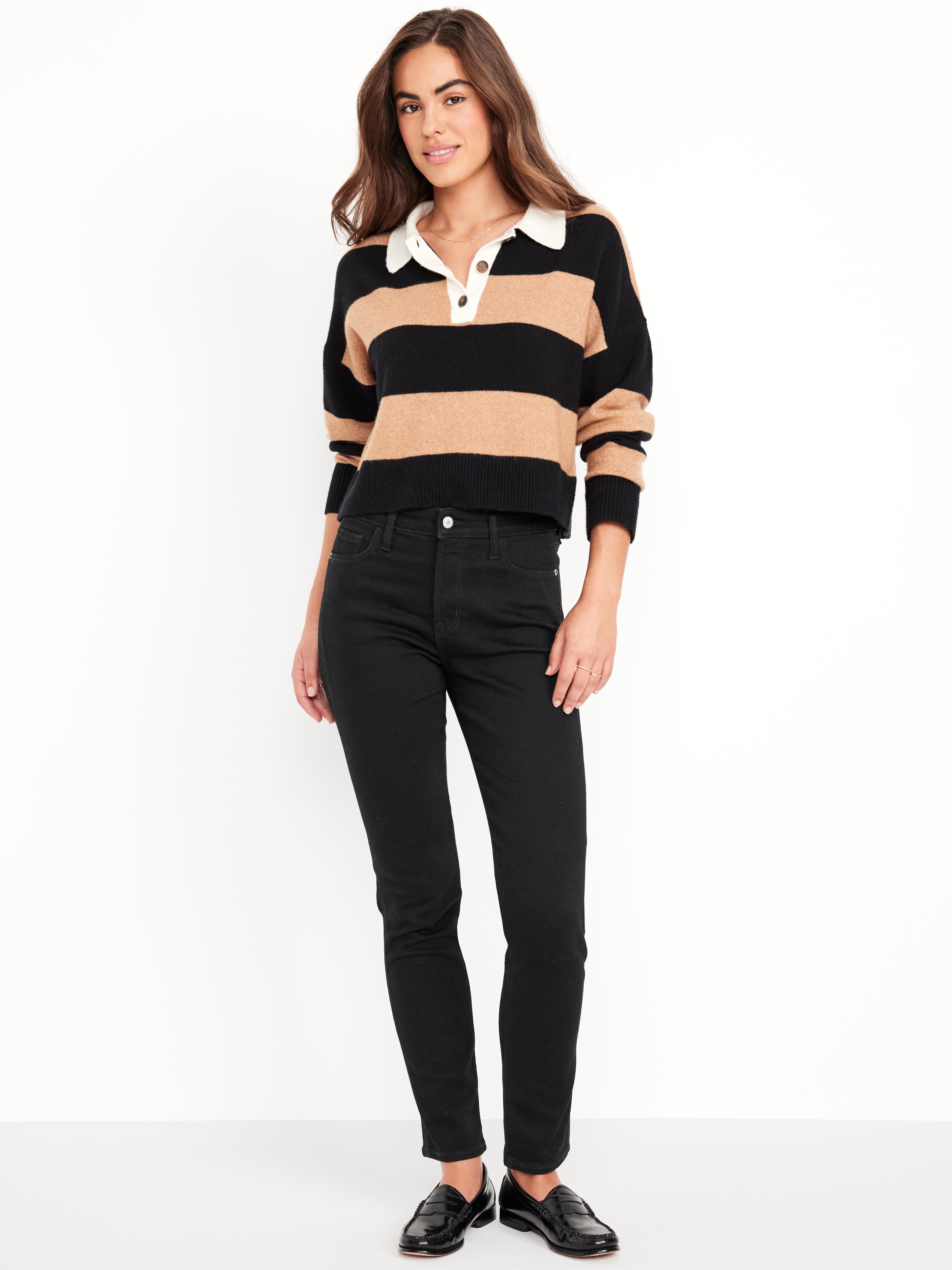 High-Waisted Slim Jeans - BlackJack - 1