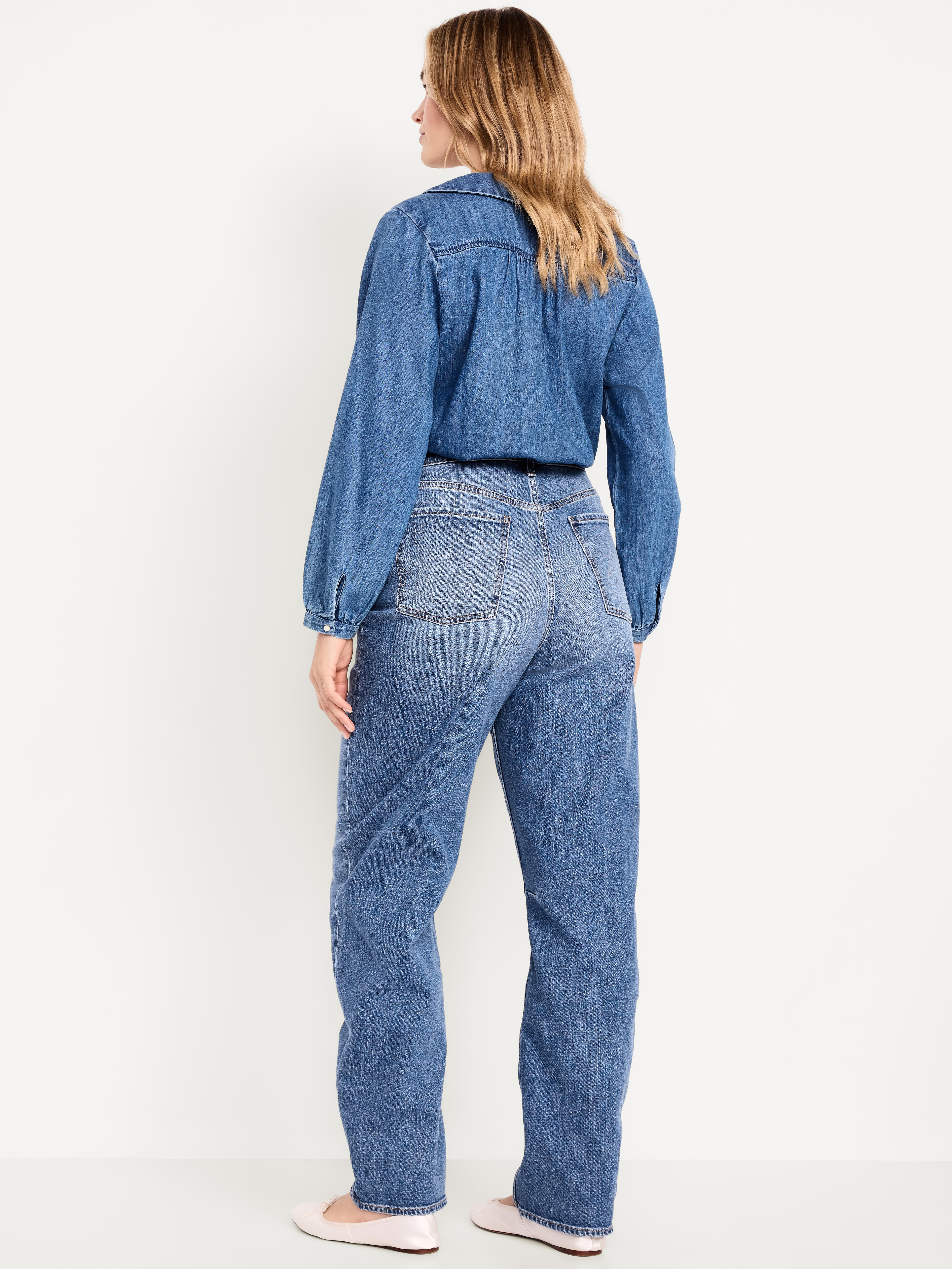 High-Waisted Baggy Barrel Jeans - Medium Wash - 6