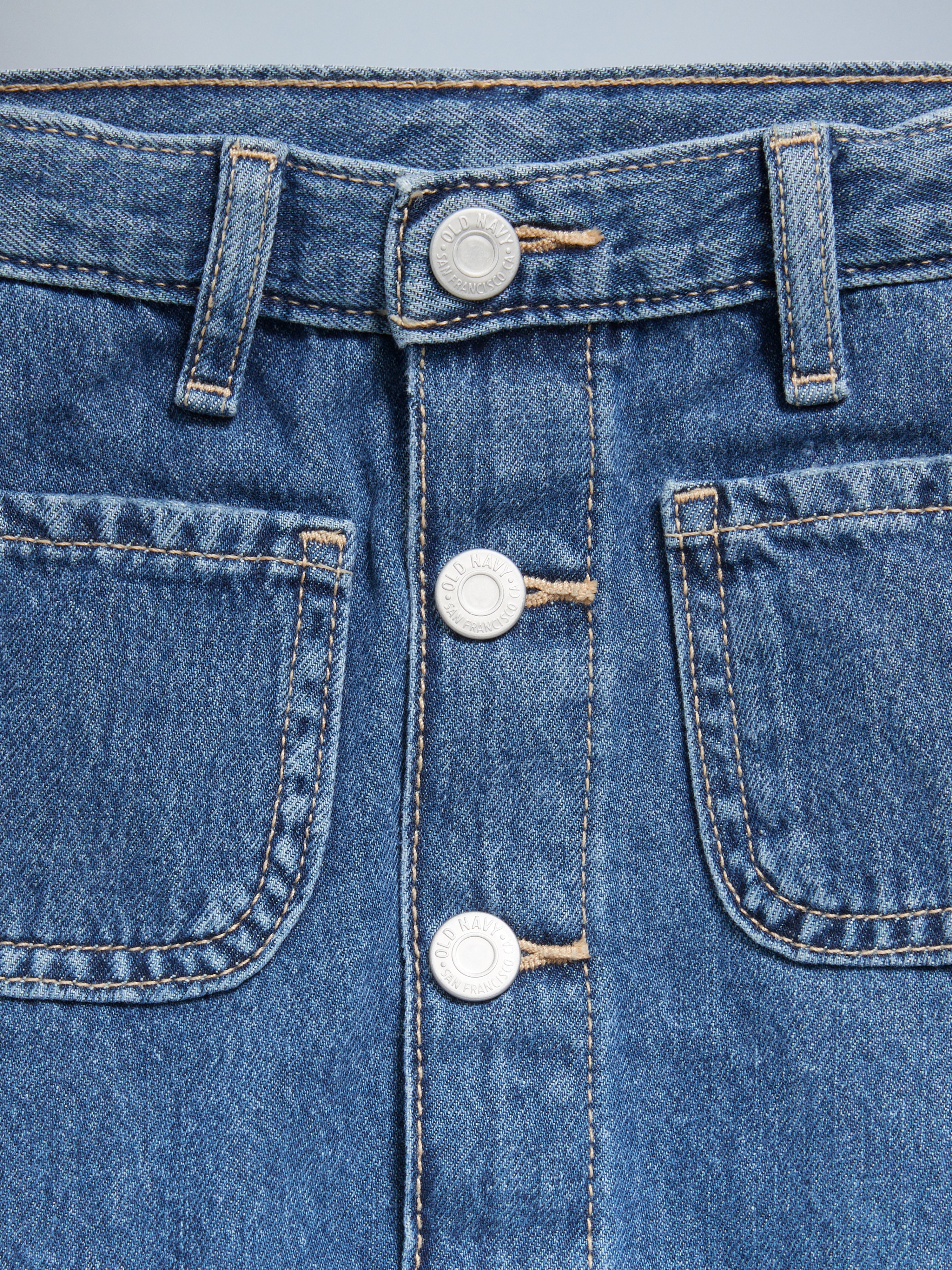 High-Waisted Button-Front Jean Skirt for Toddler Girls - Medium Wash - 4