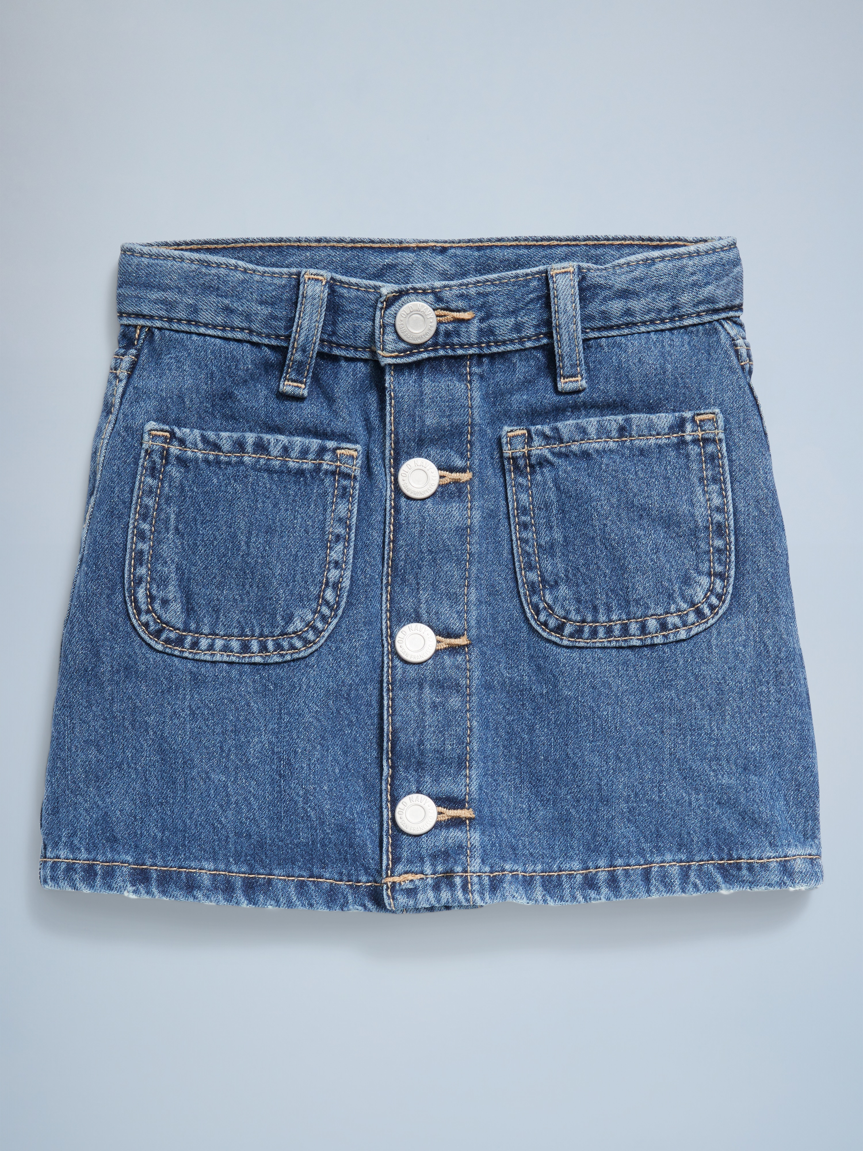 High-Waisted Button-Front Jean Skirt for Toddler Girls - Medium Wash - 2