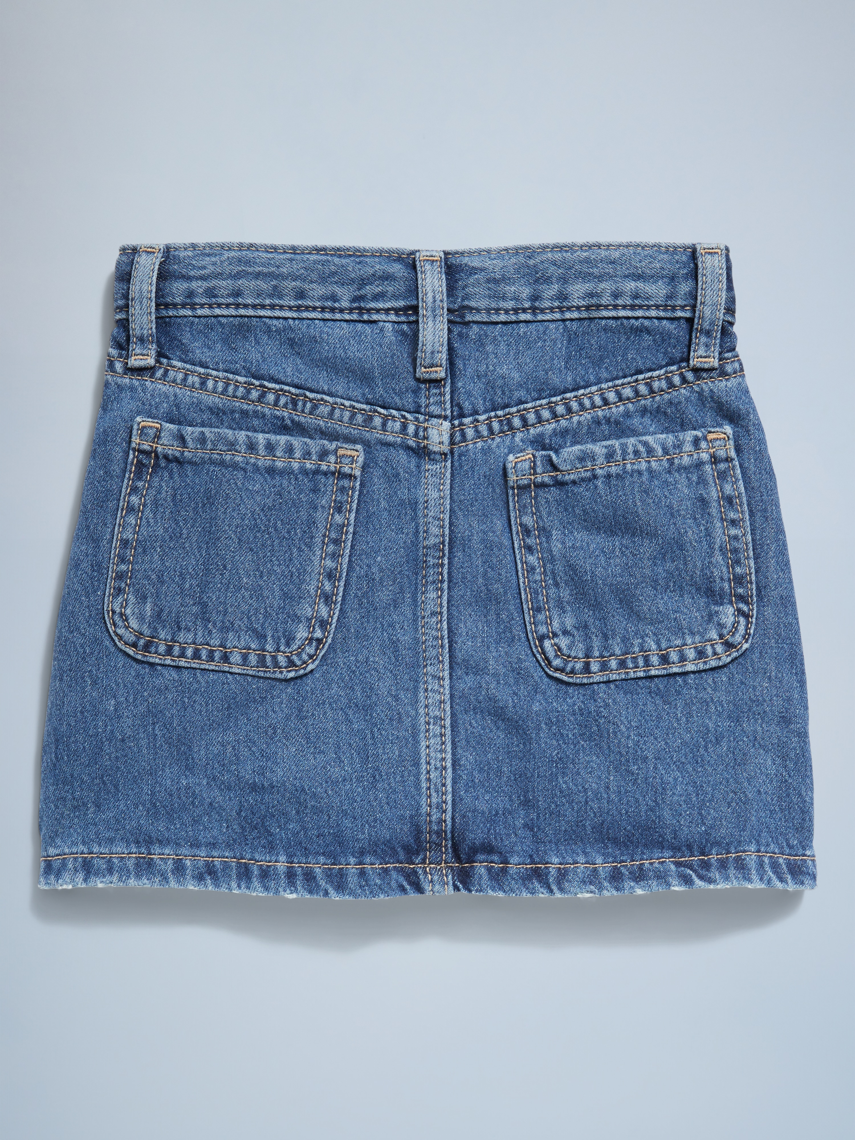 High-Waisted Button-Front Jean Skirt for Toddler Girls - Medium Wash - 3