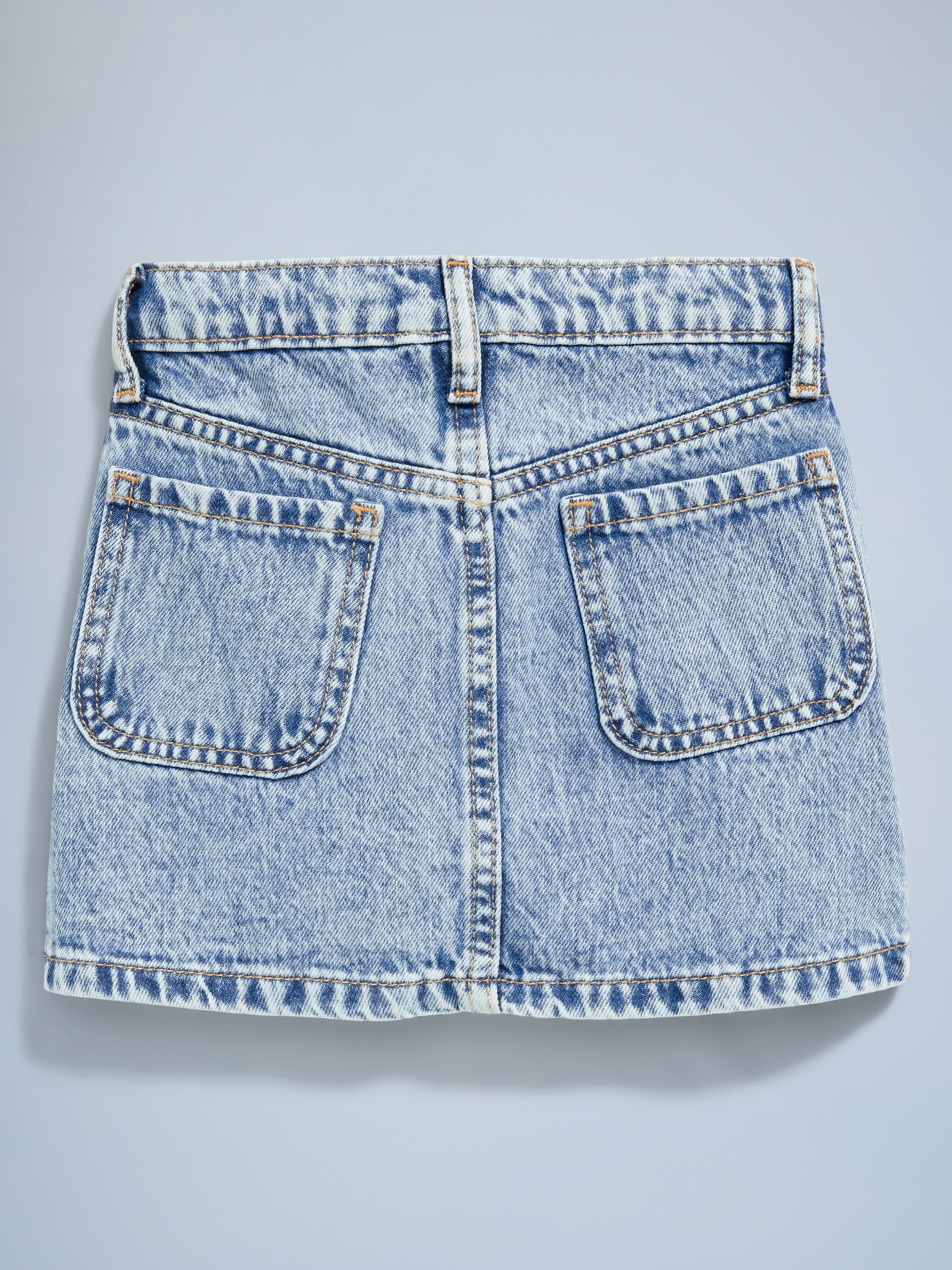 High-Waisted Button-Front Jean Skirt for Toddler Girls - Light Wash - 3