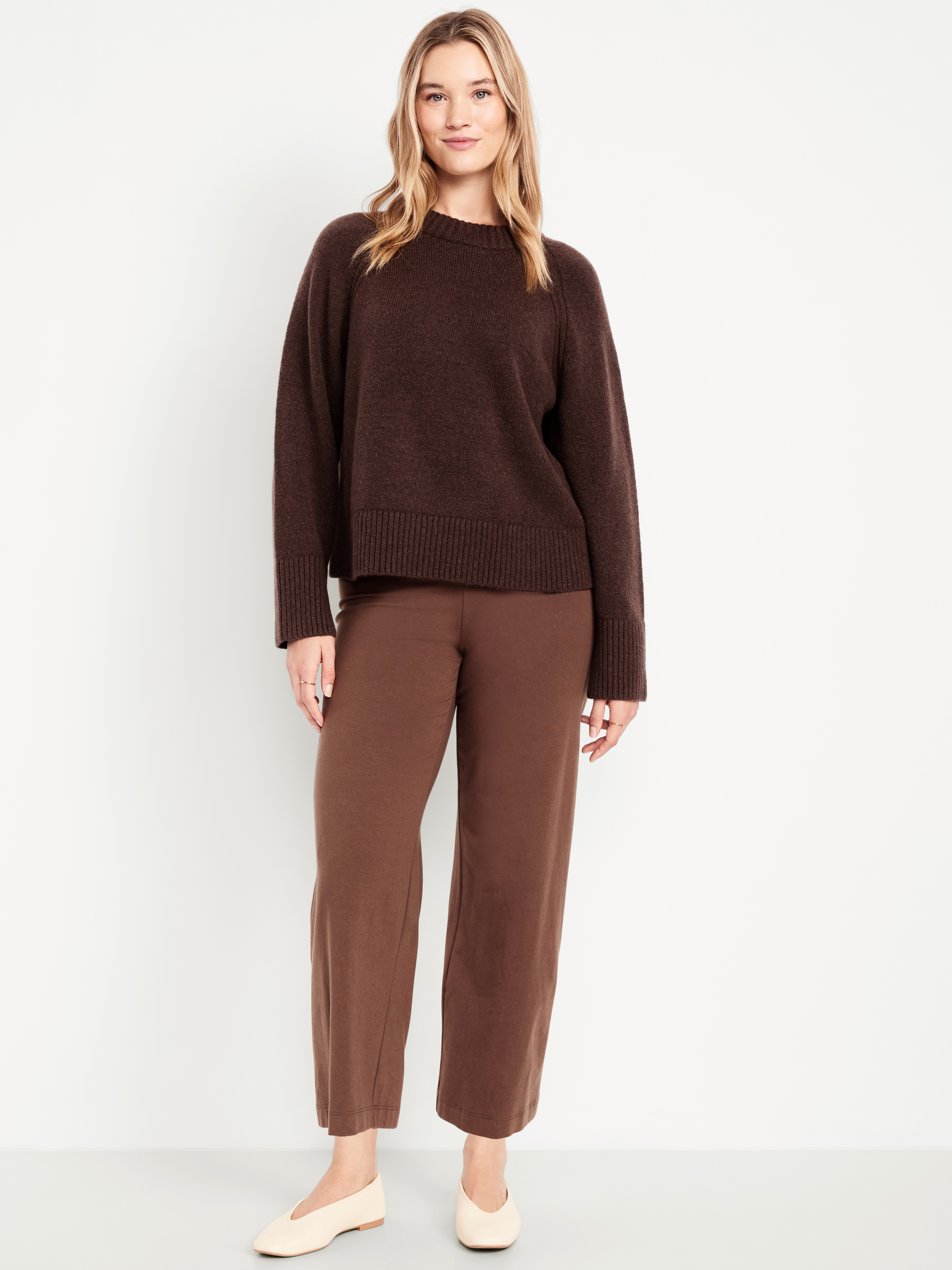 High-Waisted Fashion Wide-Leg Cropped Leggings - Peppercorn - 5