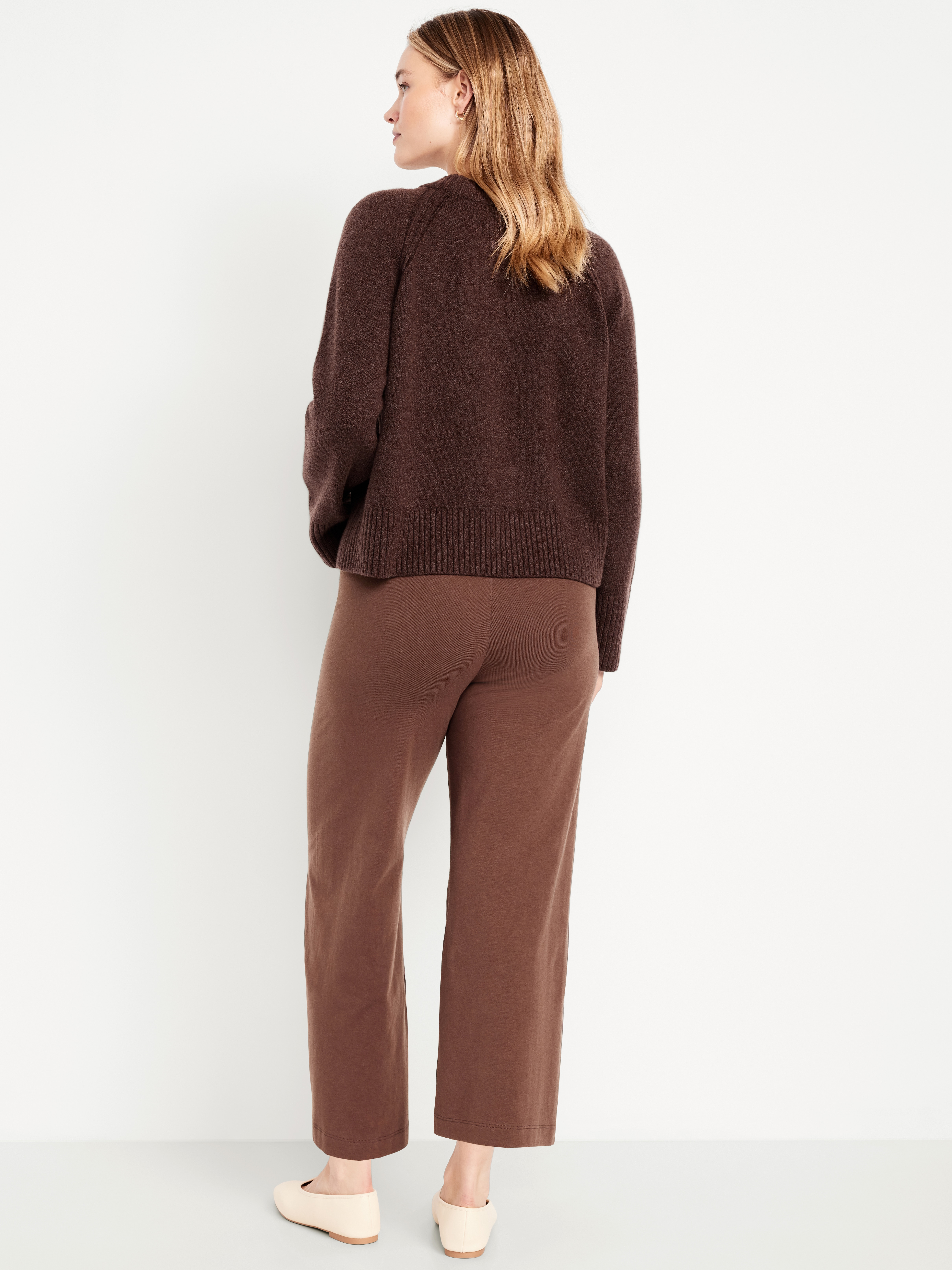 High-Waisted Fashion Wide-Leg Cropped Leggings - Peppercorn - 6